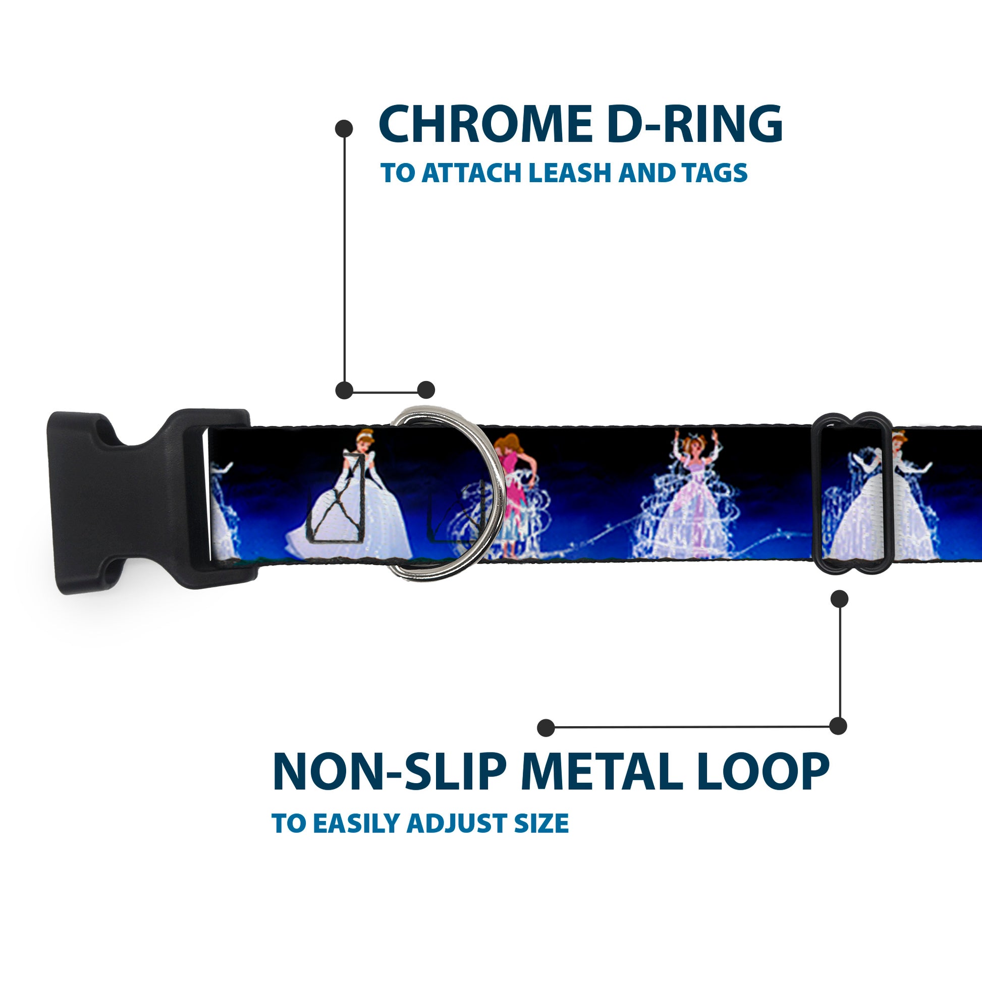 Plastic Clip Collar - Cinderella Transformation Blue Fade Plastic Clip Collars Disney