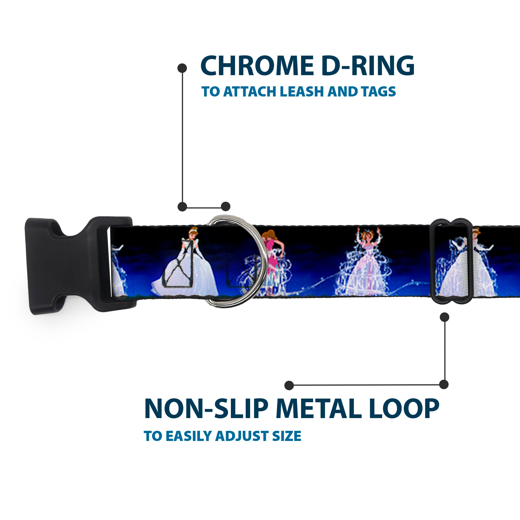 Plastic Clip Collar - Cinderella Transformation Blue Fade Plastic Clip Collars Disney