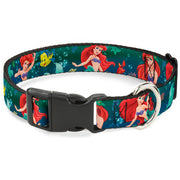 Plastic Clip Collar - Ariel Poses w/Flounder Green/Blue Fade Plastic Clip Collars Disney