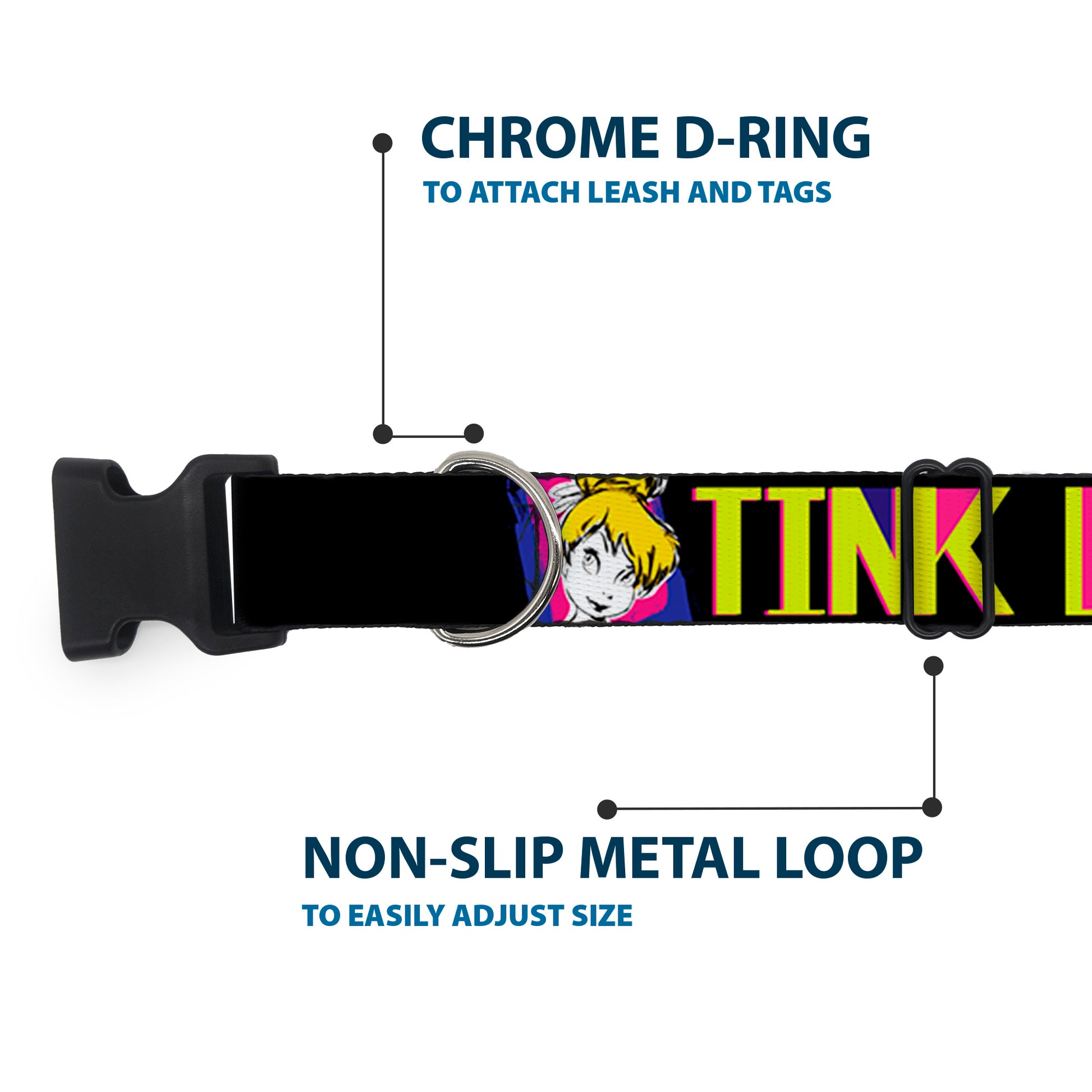 Plastic Clip Collar - TINK LUXE Sketch Black/Multi Neon Plastic Clip Collars Disney