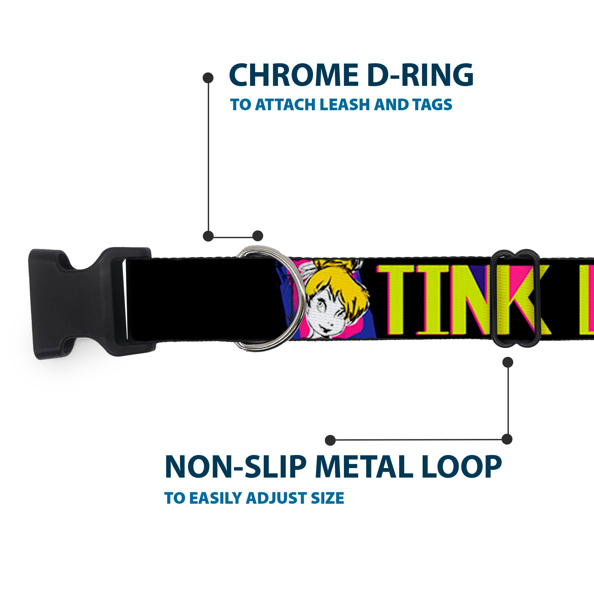 Plastic Clip Collar - TINK LUXE Sketch Black/Multi Neon Plastic Clip Collars Disney