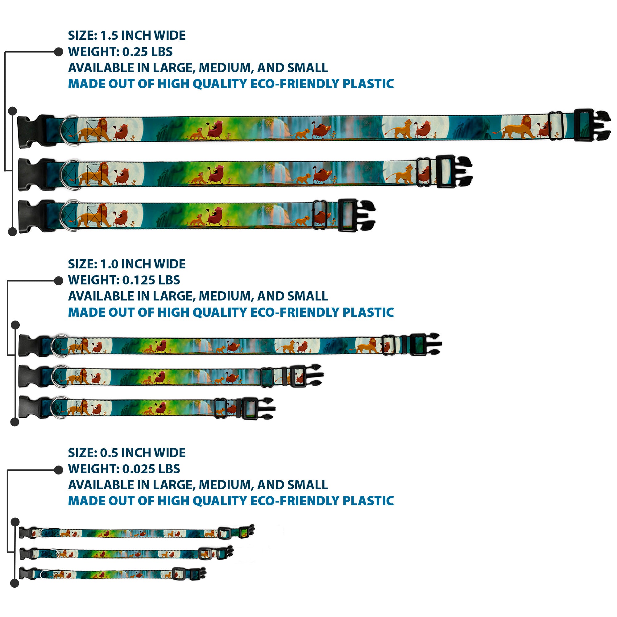 Plastic Clip Collar - Lion King Simba, Pumba & Timon Growing Up Plastic Clip Collars Disney