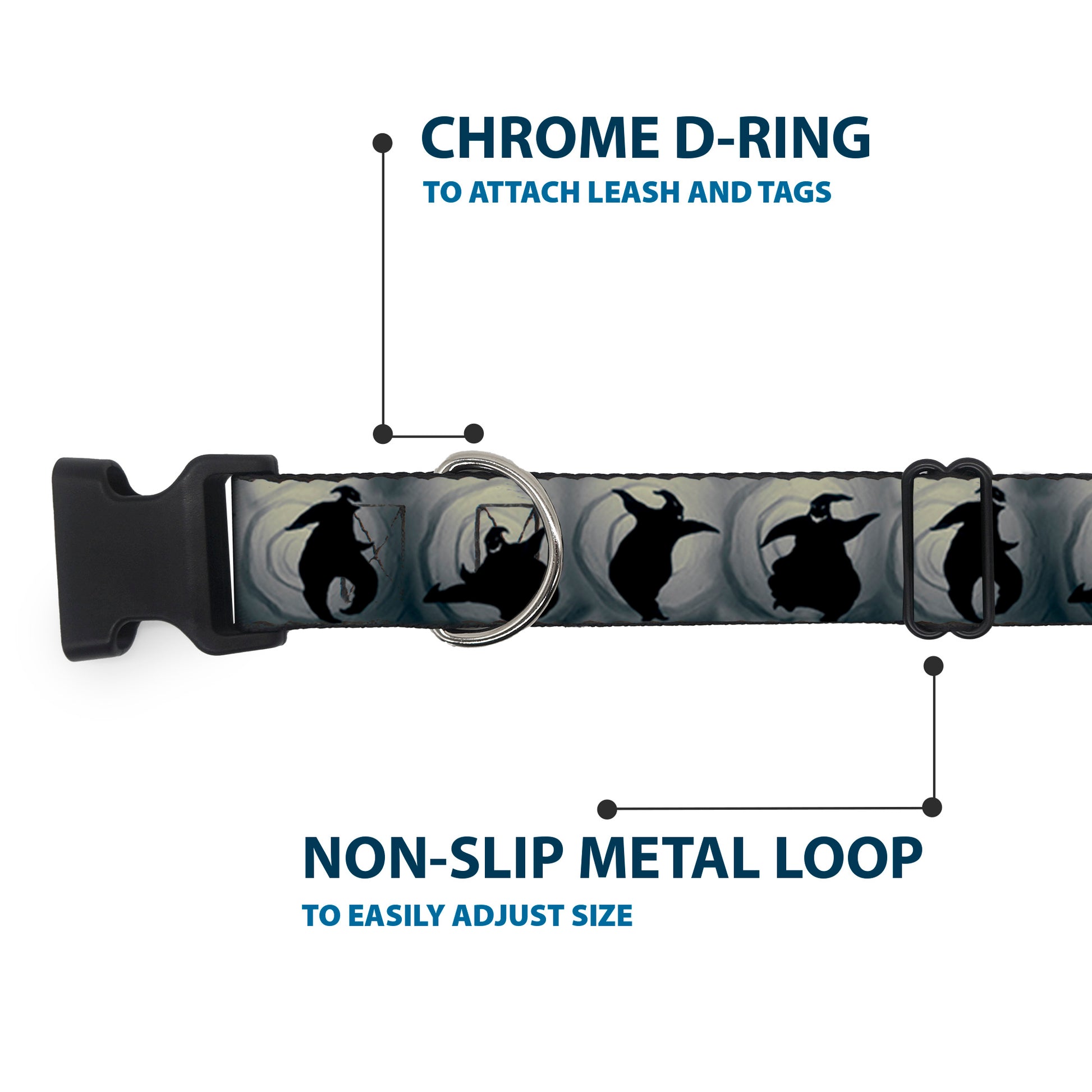 Plastic Clip Collar - Oogie Boogie Silhouette Poses Gray/Black Plastic Clip Collars Disney