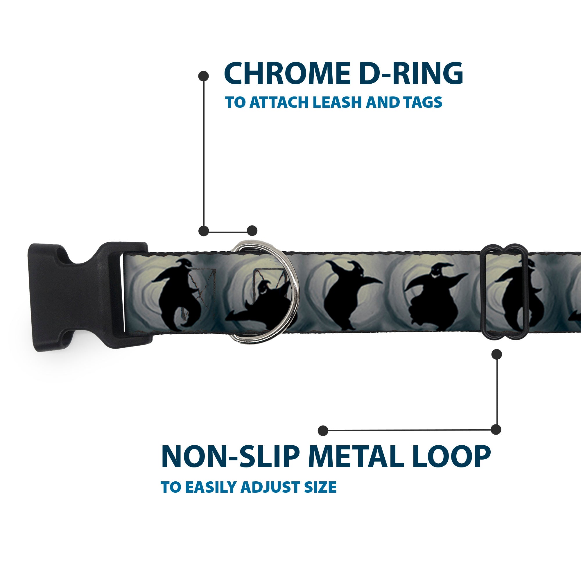 Plastic Clip Collar - Oogie Boogie Silhouette Poses Gray/Black Plastic Clip Collars Disney