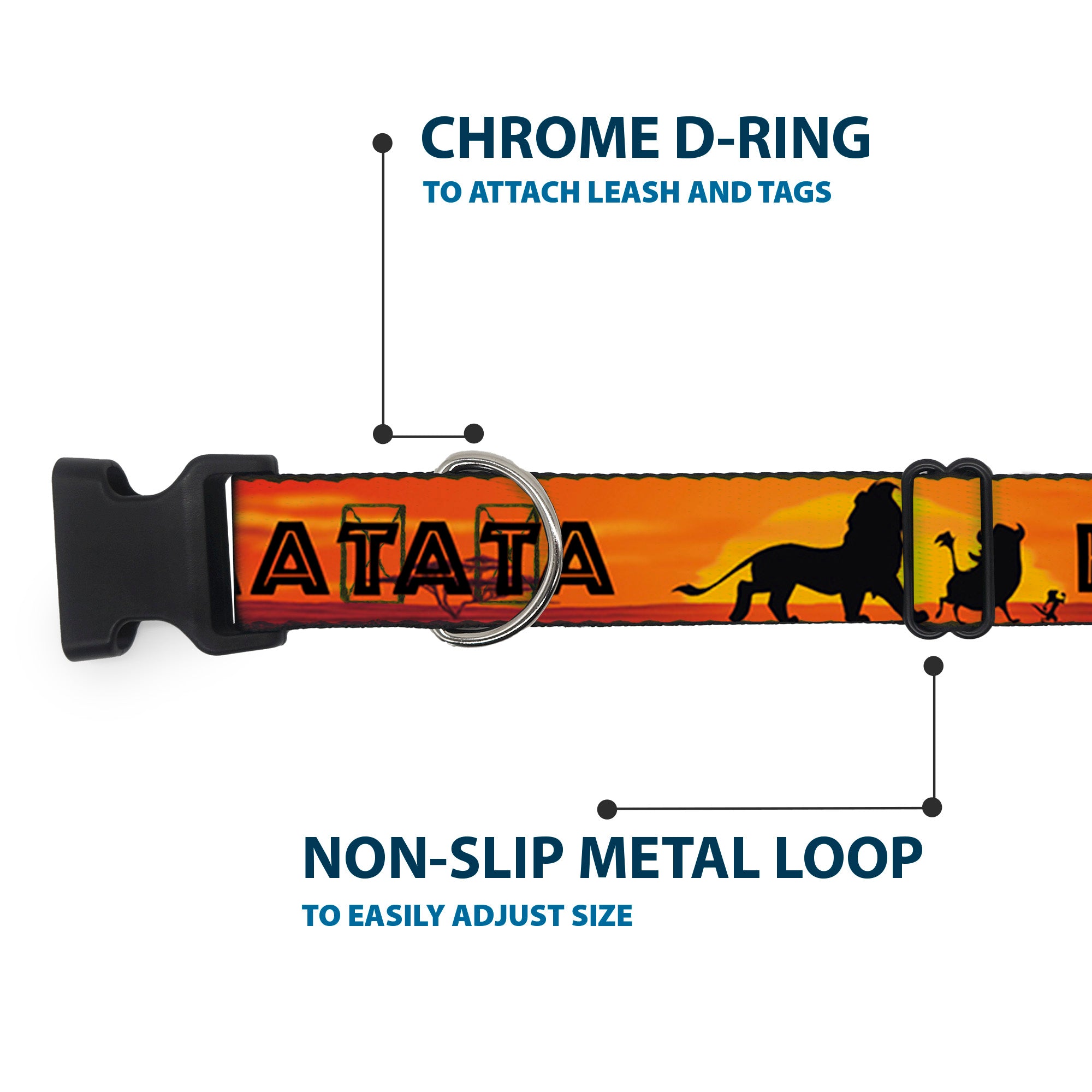 Plastic Clip Collar - Lion King HAKUNA MATATA Sunset Oranges/Black Plastic Clip Collars Disney