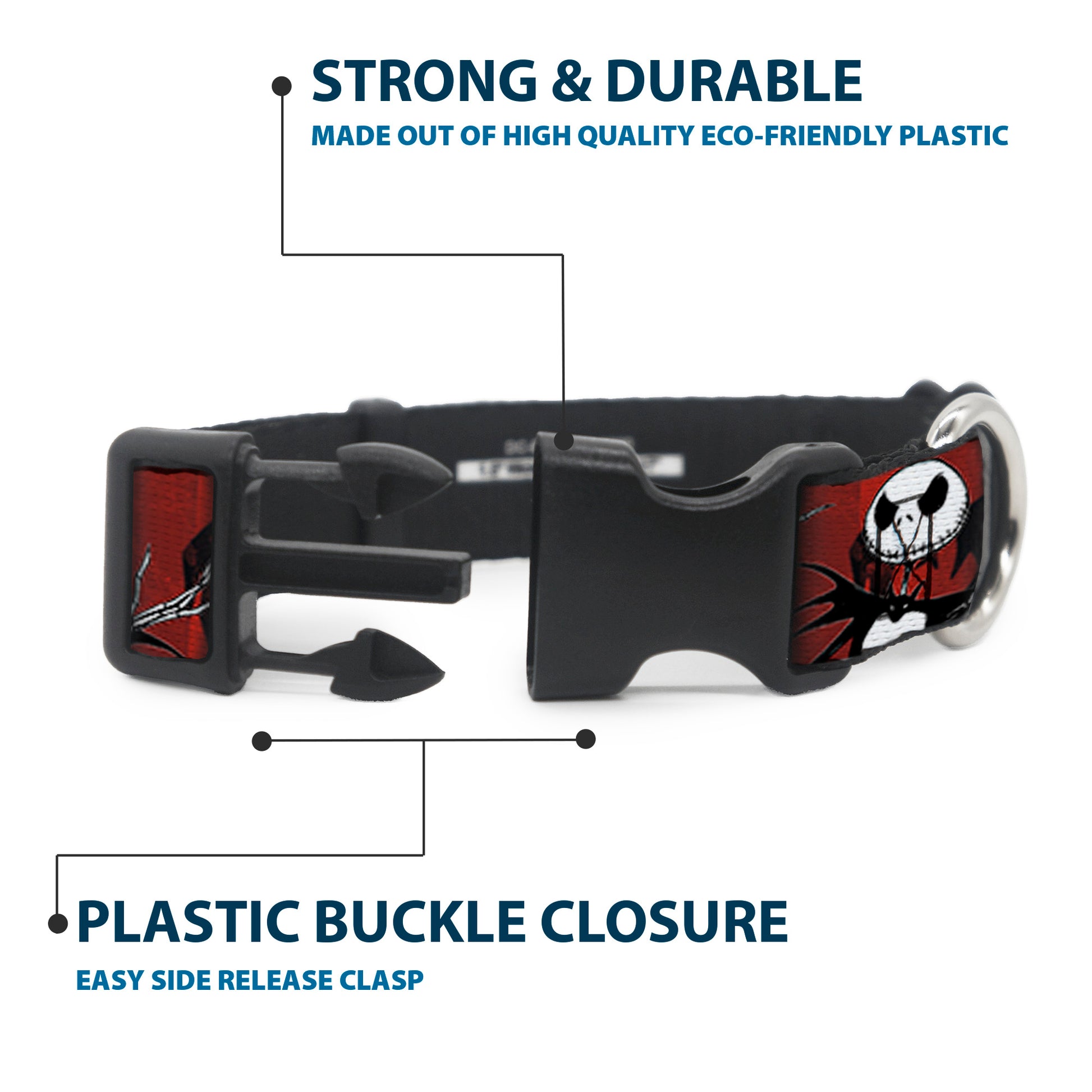 Plastic Clip Collar - NBC Jack Poses/Bats Red Stripe Plastic Clip Collars Disney