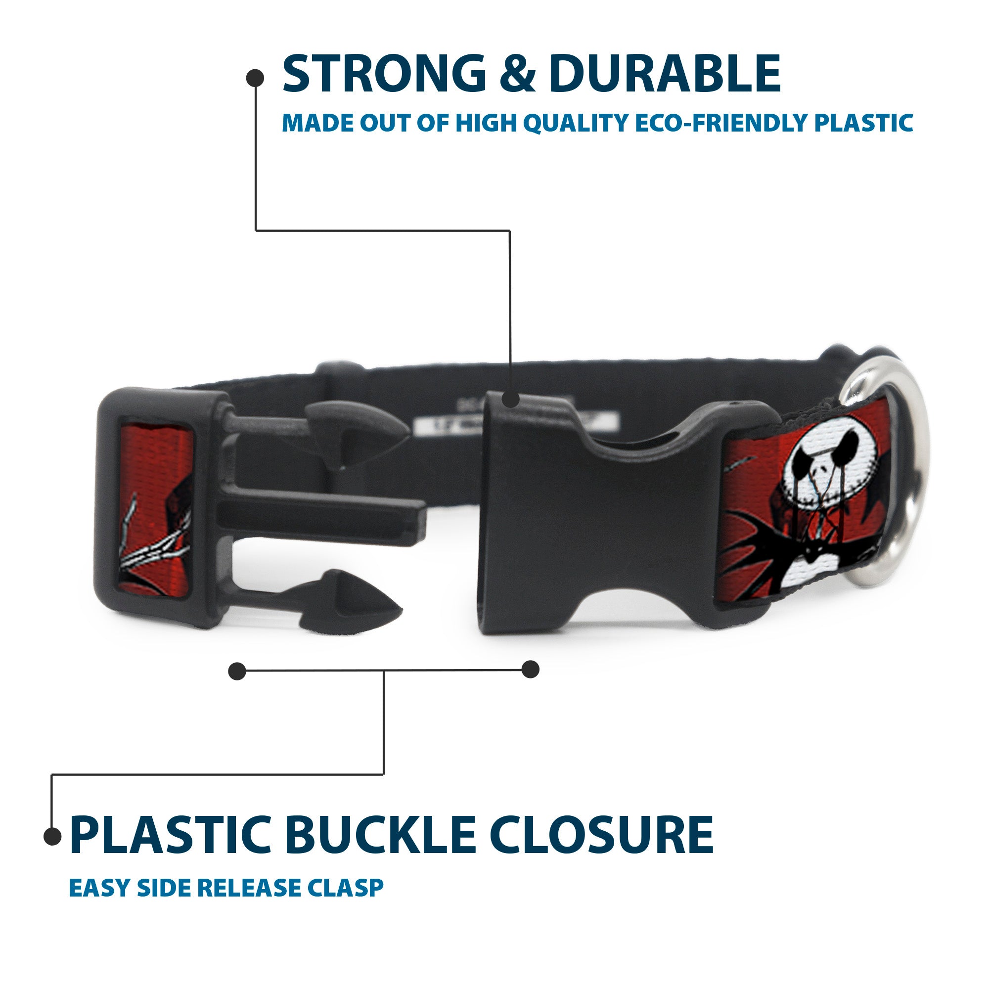 Plastic Clip Collar - NBC Jack Poses/Bats Red Stripe Plastic Clip Collars Disney