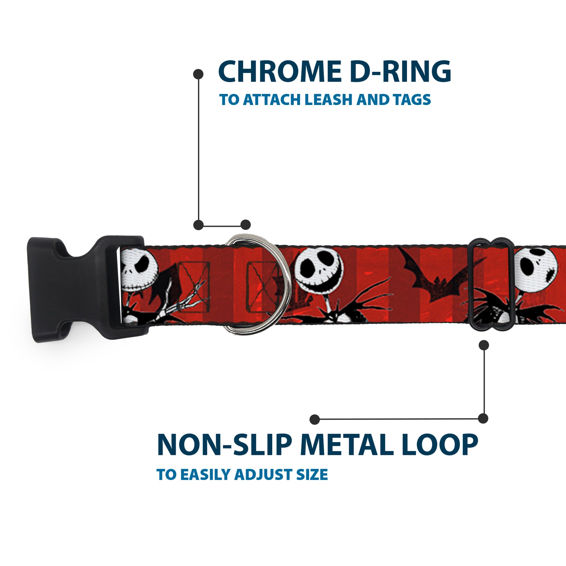 Plastic Clip Collar - NBC Jack Poses/Bats Red Stripe Plastic Clip Collars Disney