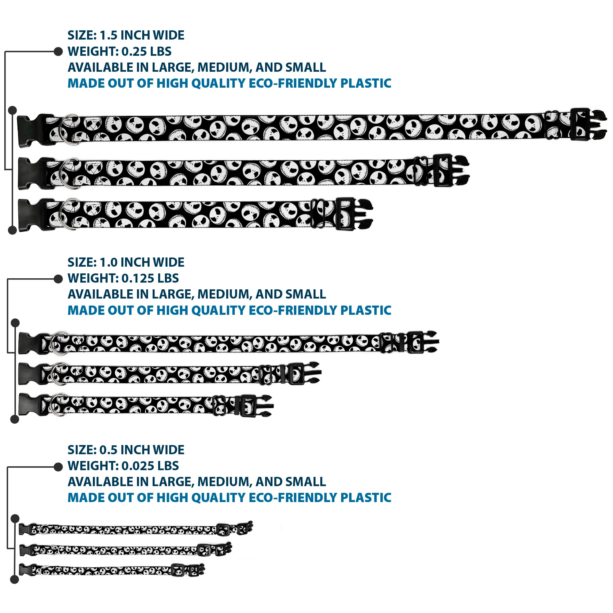 Plastic Clip Collar - NBC Jack Expressions Scattered Black/White Plastic Clip Collars Disney