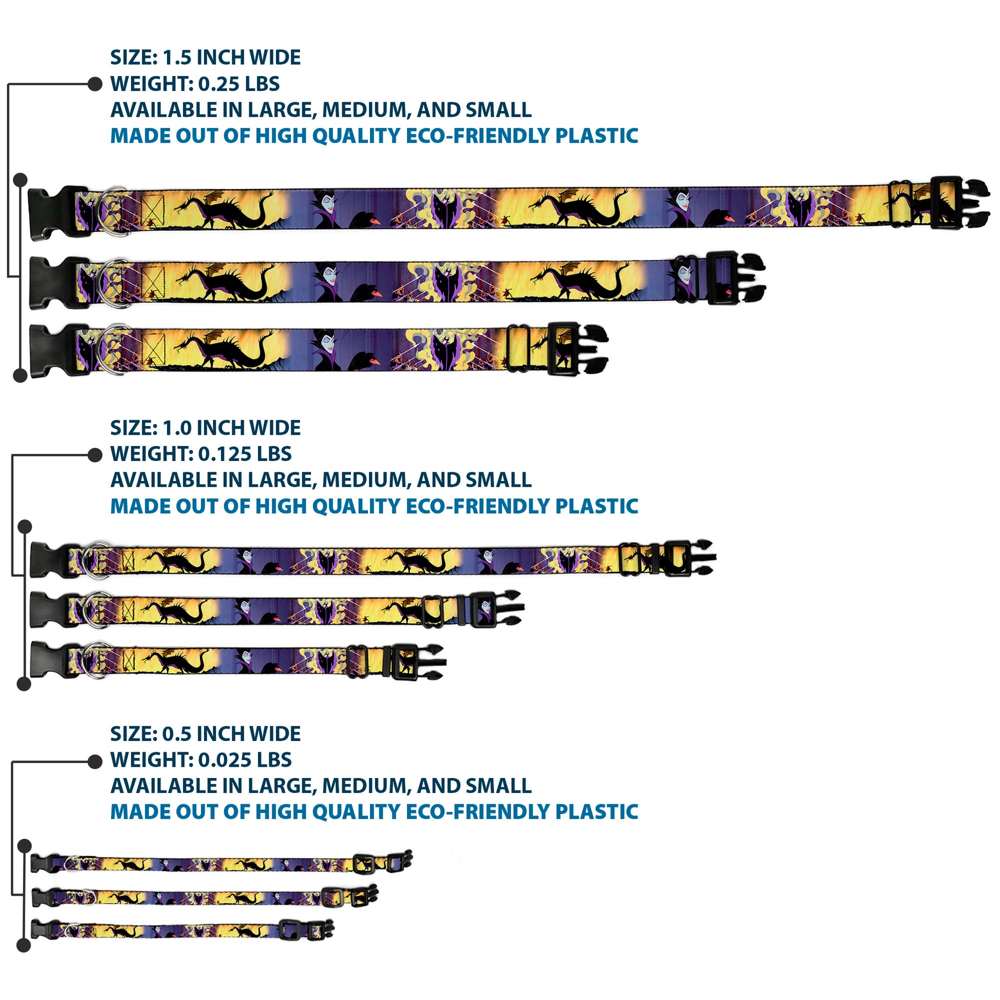 Plastic Clip Collar - Maleficent Poses Plastic Clip Collars Disney