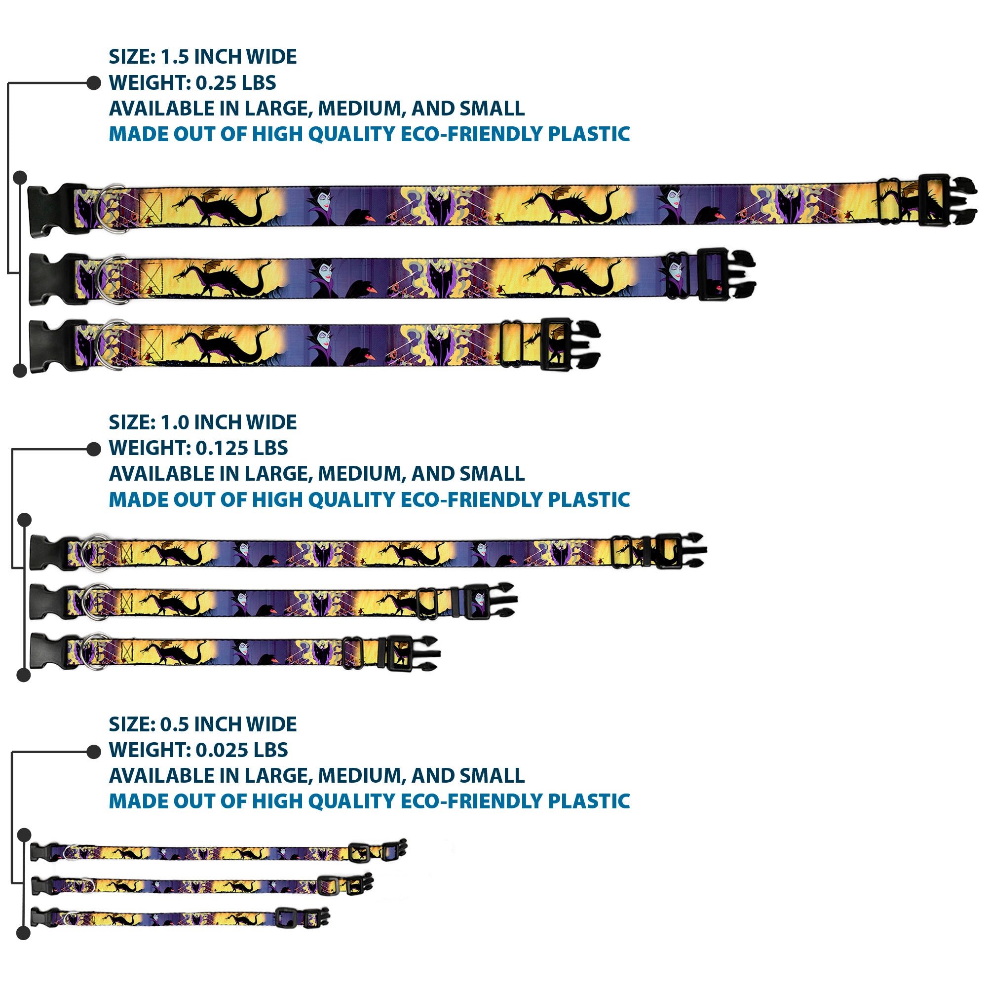 Plastic Clip Collar - Maleficent Poses Plastic Clip Collars Disney