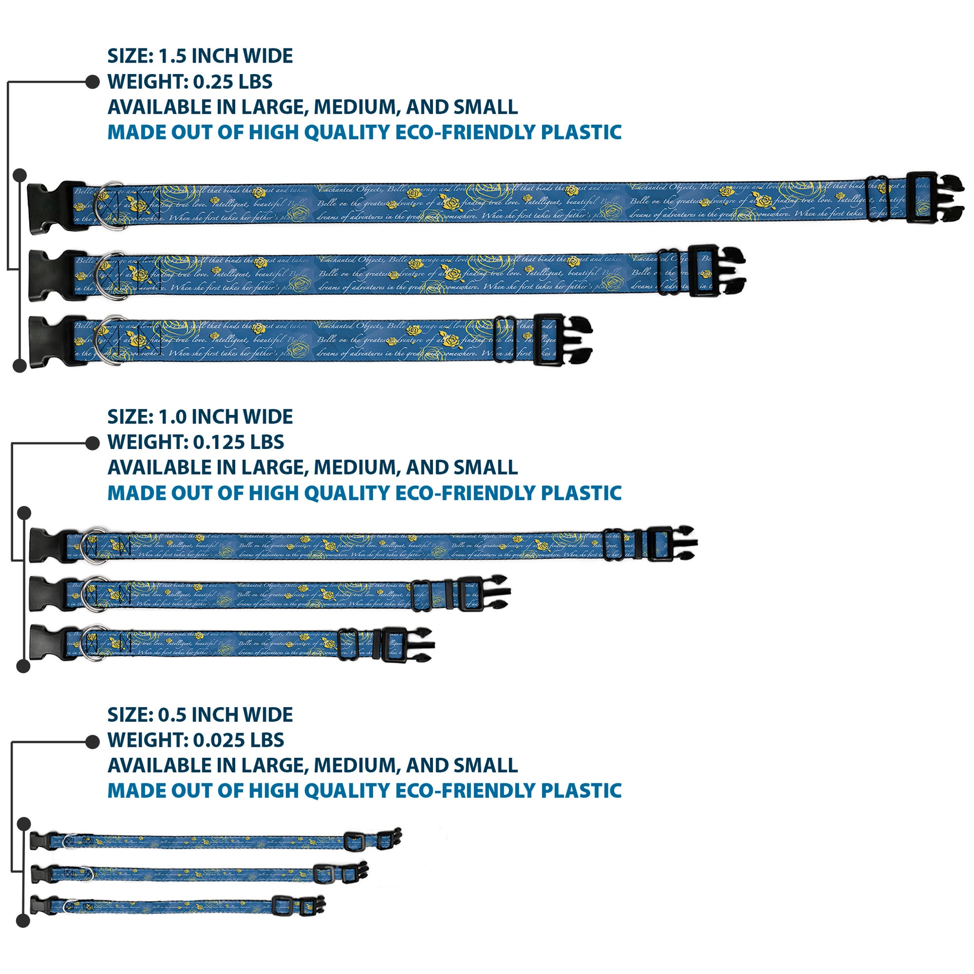 Plastic Clip Collar - Beauty & the Beast Story Script Plastic Clip Collars Disney
