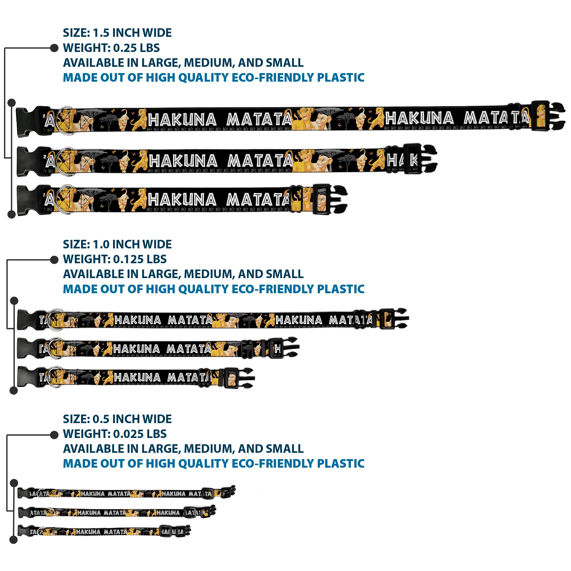 Plastic Clip Collar - Lion King Simba & Nala HAKUNA MATATA Plastic Clip Collars Disney
