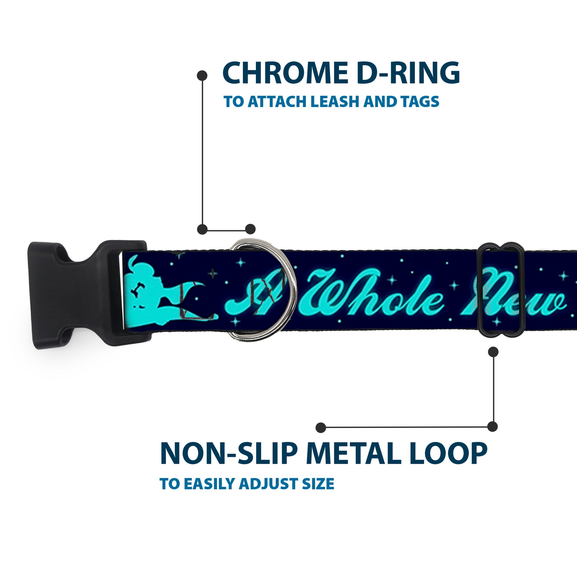 Plastic Clip Collar - Aladdin & Jasmine Silhouette A WHOLE NEW WORLD Plastic Clip Collars Disney