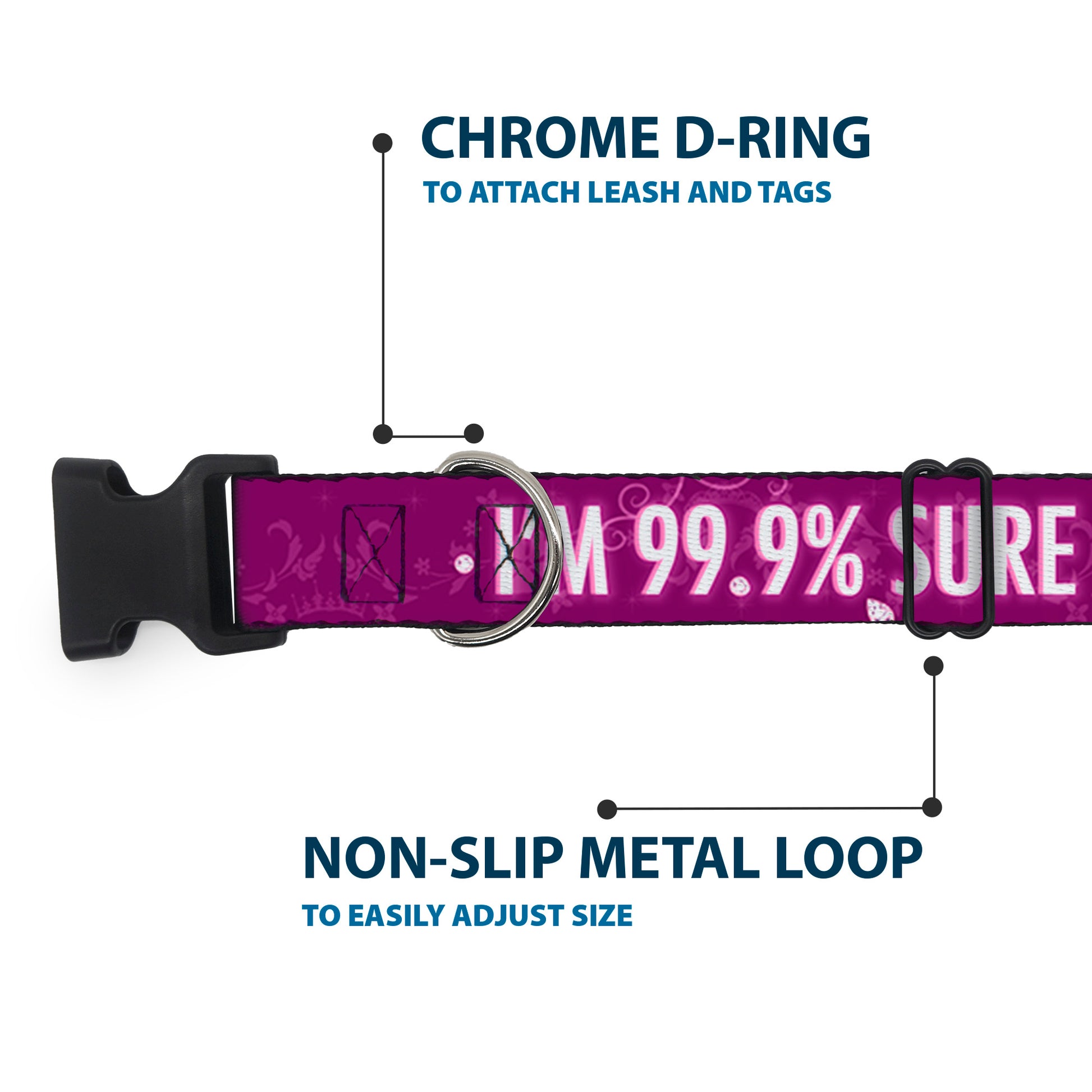 Plastic Clip Collar - I'M 99.9% SURE I'M A DISNEY PRINCESS Pinks/White Plastic Clip Collars Disney