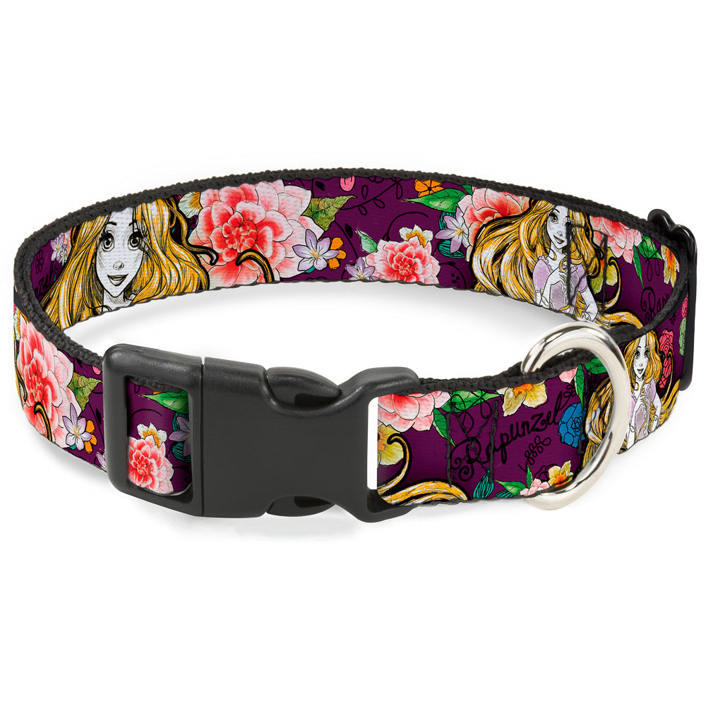 Plastic Clip Collar - Rapunzel Poses/Floral Collage Sketch Purple Plastic Clip Collars Disney