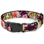 Plastic Clip Collar - Rapunzel Poses/Floral Collage Sketch Purple Plastic Clip Collars Disney