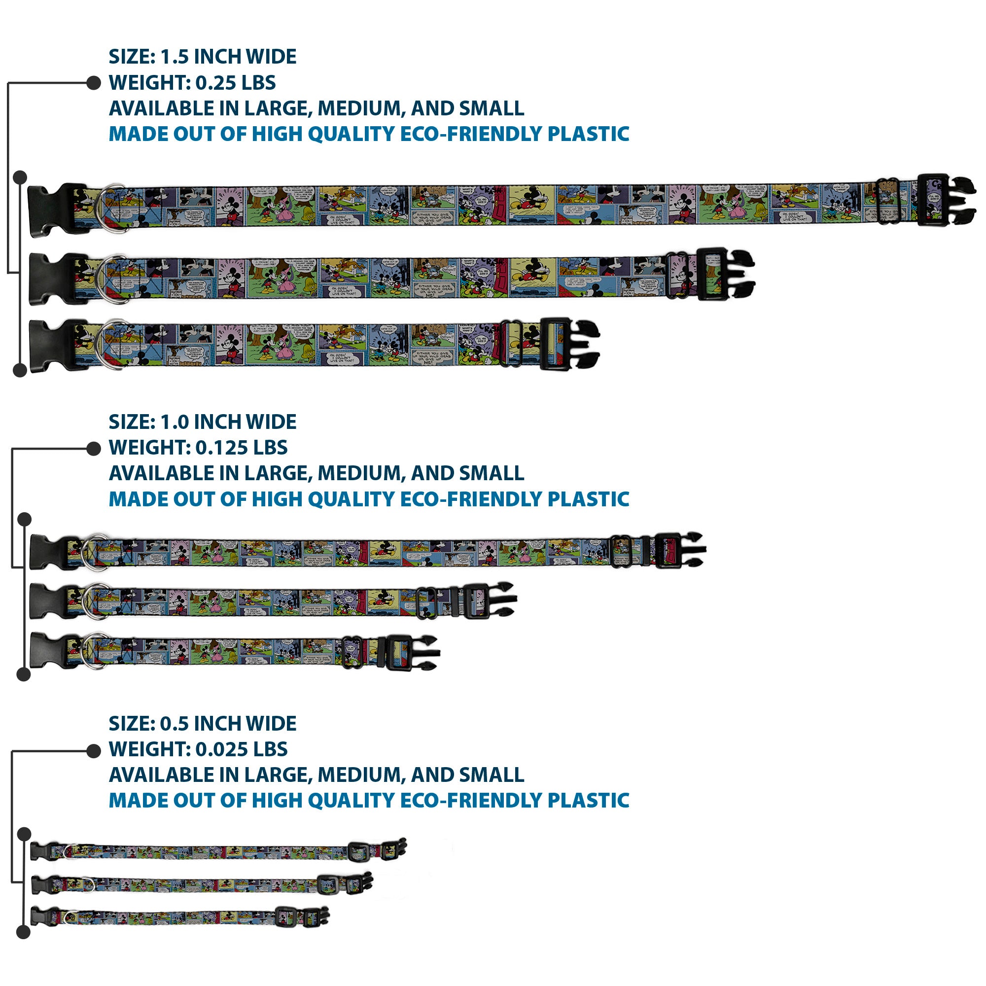 Plastic Clip Collar - Mickey & Minnie Comic Strip Plastic Clip Collars Disney