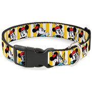 Plastic Clip Collar - Minnie Mouse w/Hat Poses Stripe Yellow/White Plastic Clip Collars Disney