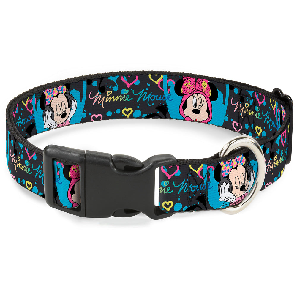 Plastic Clip Collar - Minnie Mouse Hoody & Headphone Poses Gray/Multi Color Plastic Clip Collars Disney