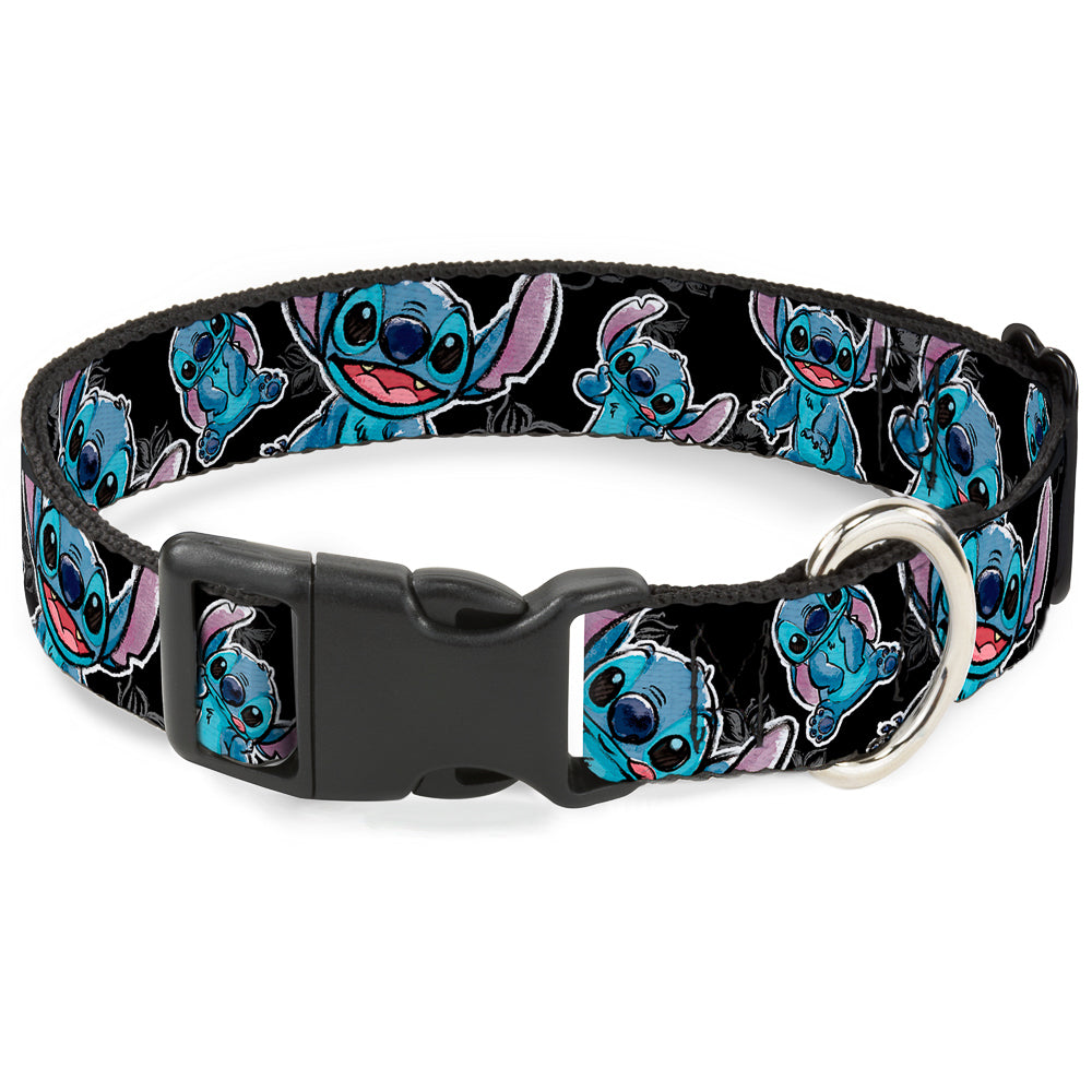 Plastic Clip Collar - Stitch Poses/Hibiscus Sketch Black/Gray/Blue Plastic Clip Collars Disney