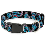 Plastic Clip Collar - Stitch Poses/Hibiscus Sketch Black/Gray/Blue Plastic Clip Collars Disney