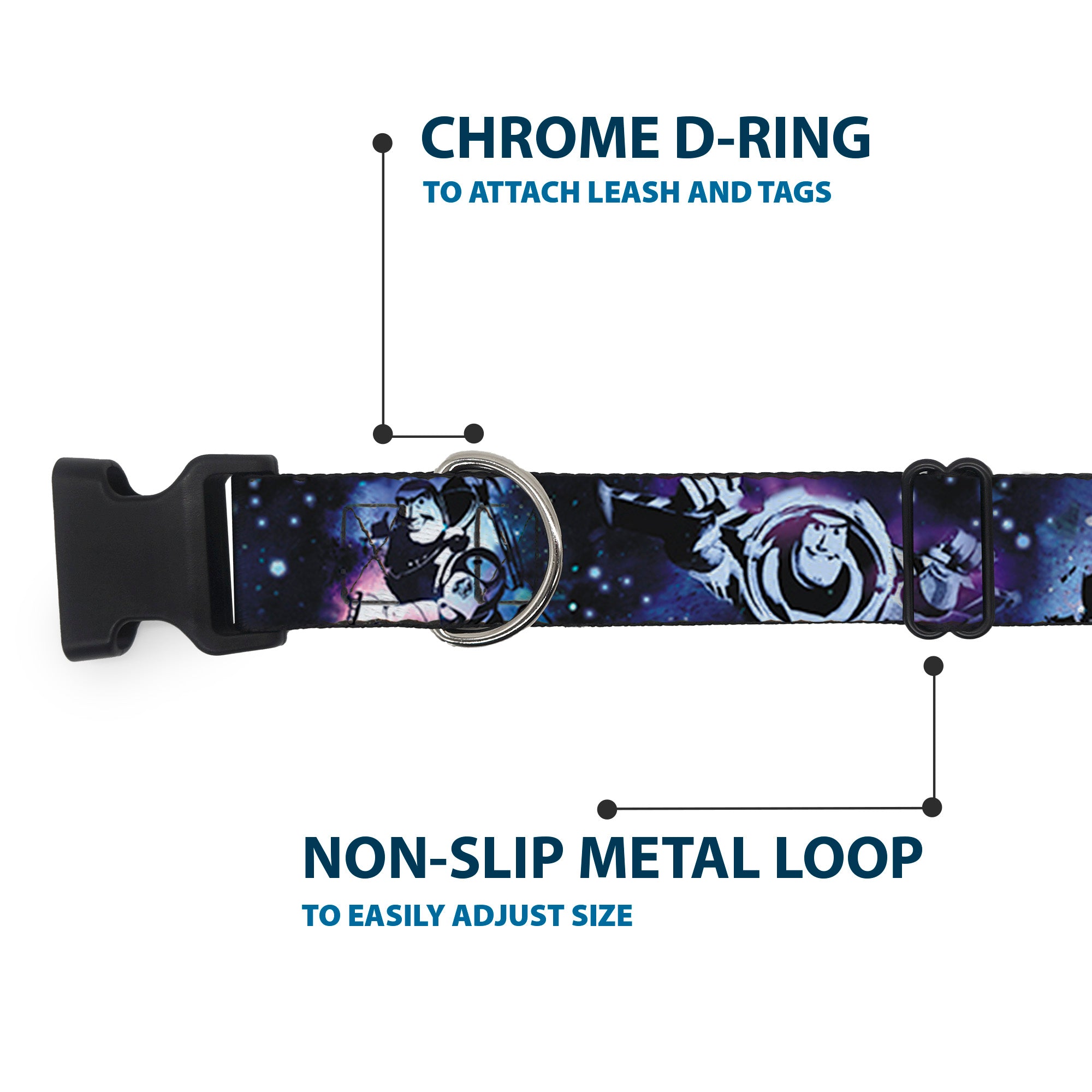 Plastic Clip Collar - Buzz Lightyear Poses Galaxy Blues Plastic Clip Collars Disney