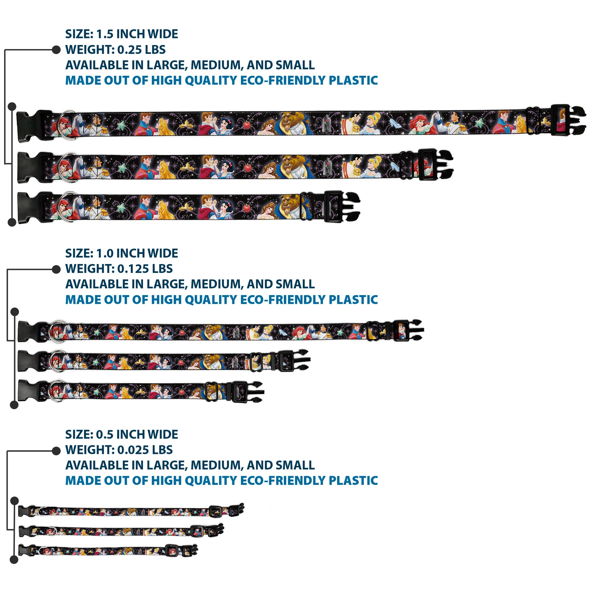 Plastic Clip Collar - Disney Princesses & Prince's Dancing Plastic Clip Collars Disney