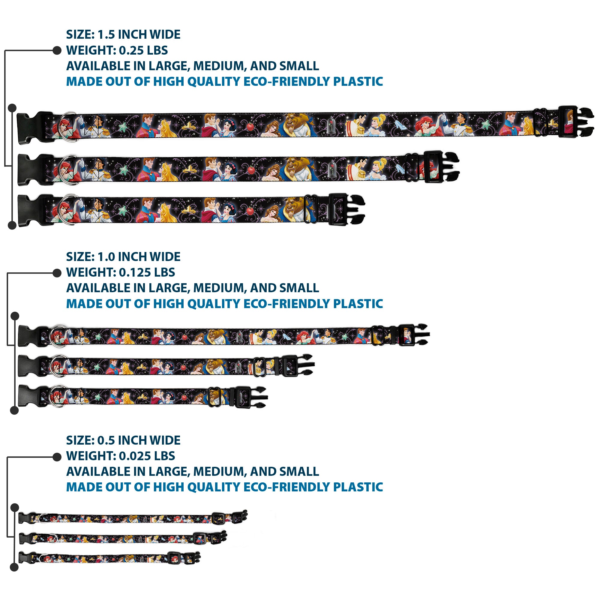 Plastic Clip Collar - Disney Princesses & Prince's Dancing Plastic Clip Collars Disney