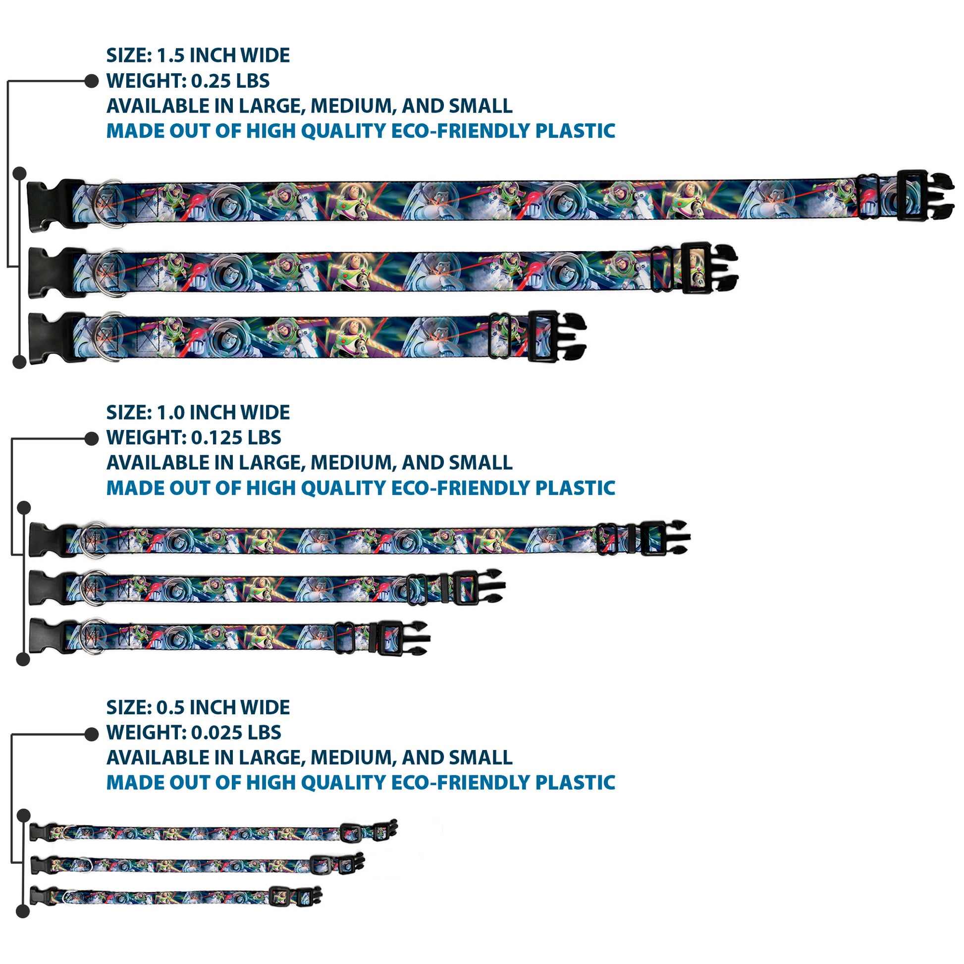 Plastic Clip Collar - Buzz Lightyear Action Poses Stacked Plastic Clip Collars Disney