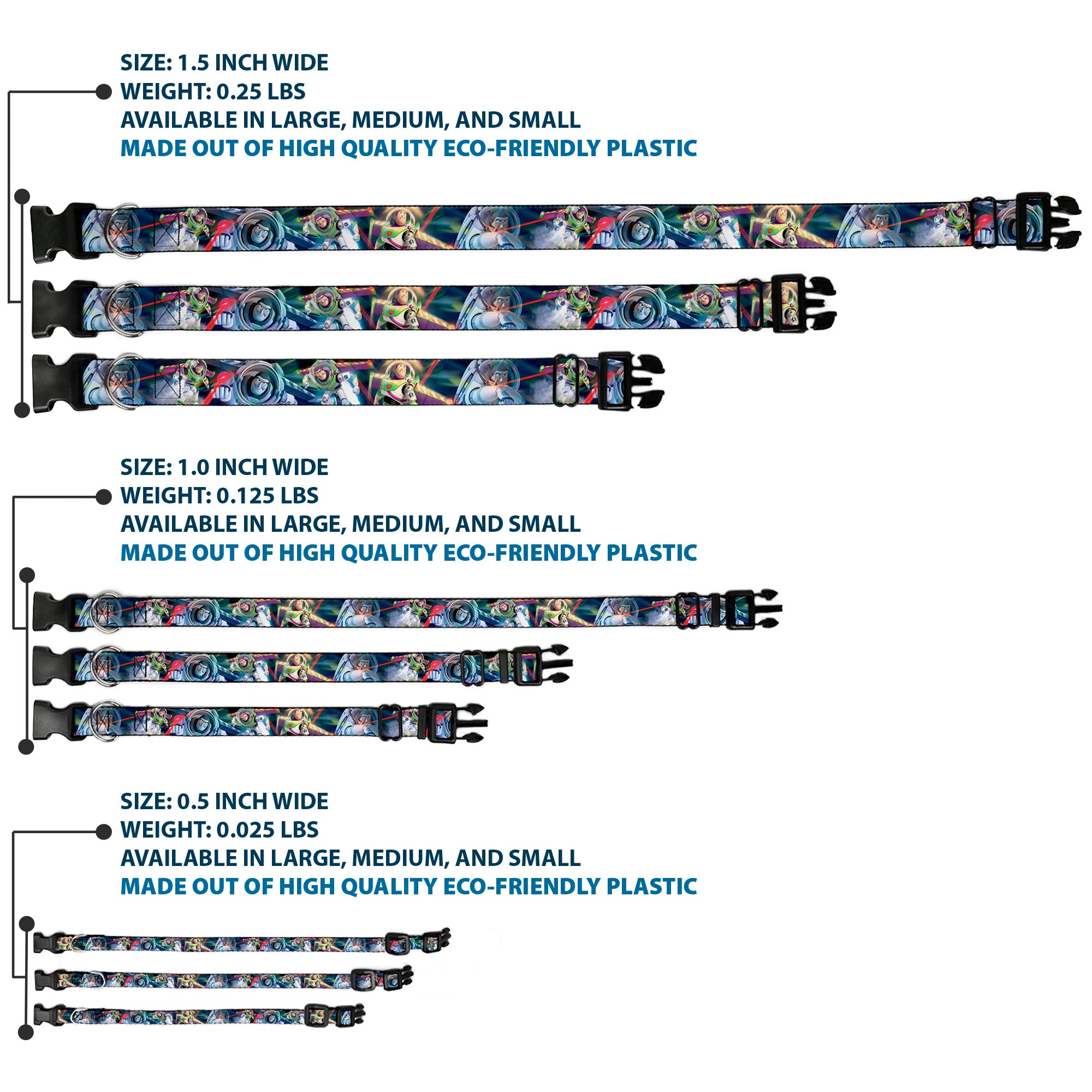 Plastic Clip Collar - Buzz Lightyear Action Poses Stacked Plastic Clip Collars Disney