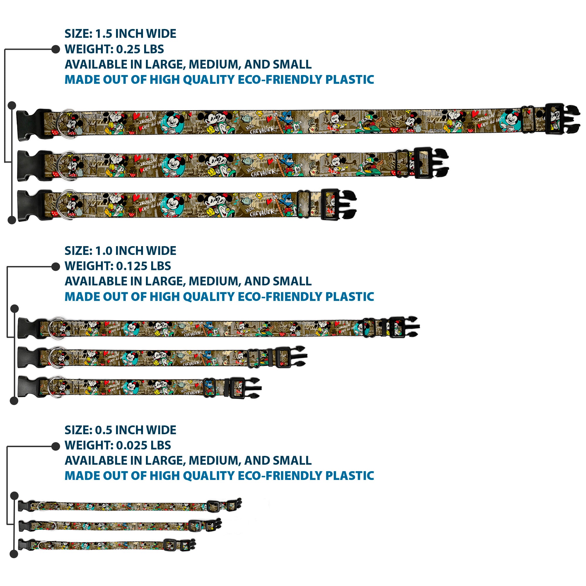 Plastic Clip Collar - Mickey & Minnie Croissant de Triomphe Scenes Plastic Clip Collars Disney
