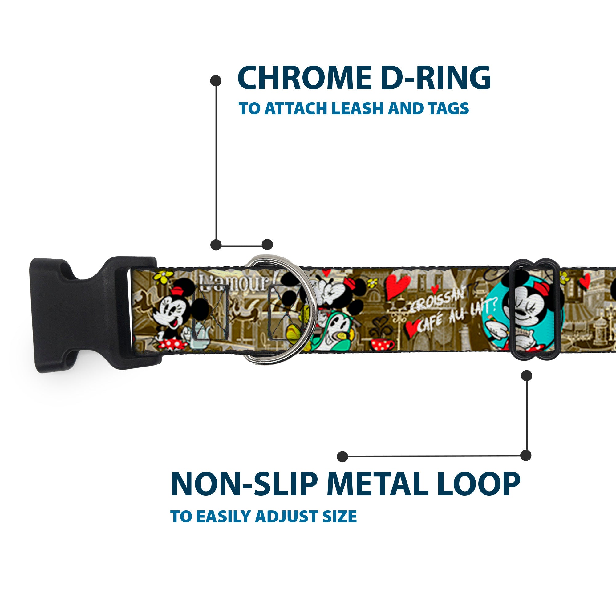 Plastic Clip Collar - Mickey & Minnie Croissant de Triomphe Scenes Plastic Clip Collars Disney