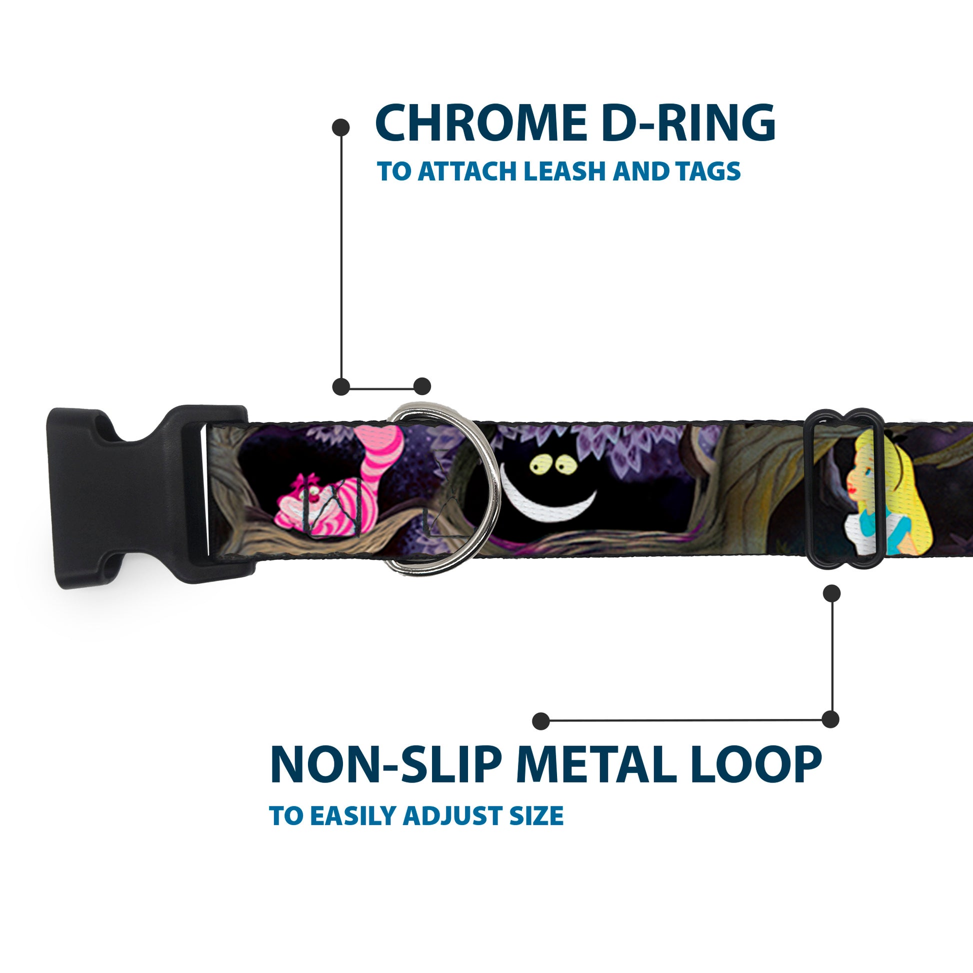 Plastic Clip Collar - Alice & the Cheshire Cat Scenes Plastic Clip Collars Disney