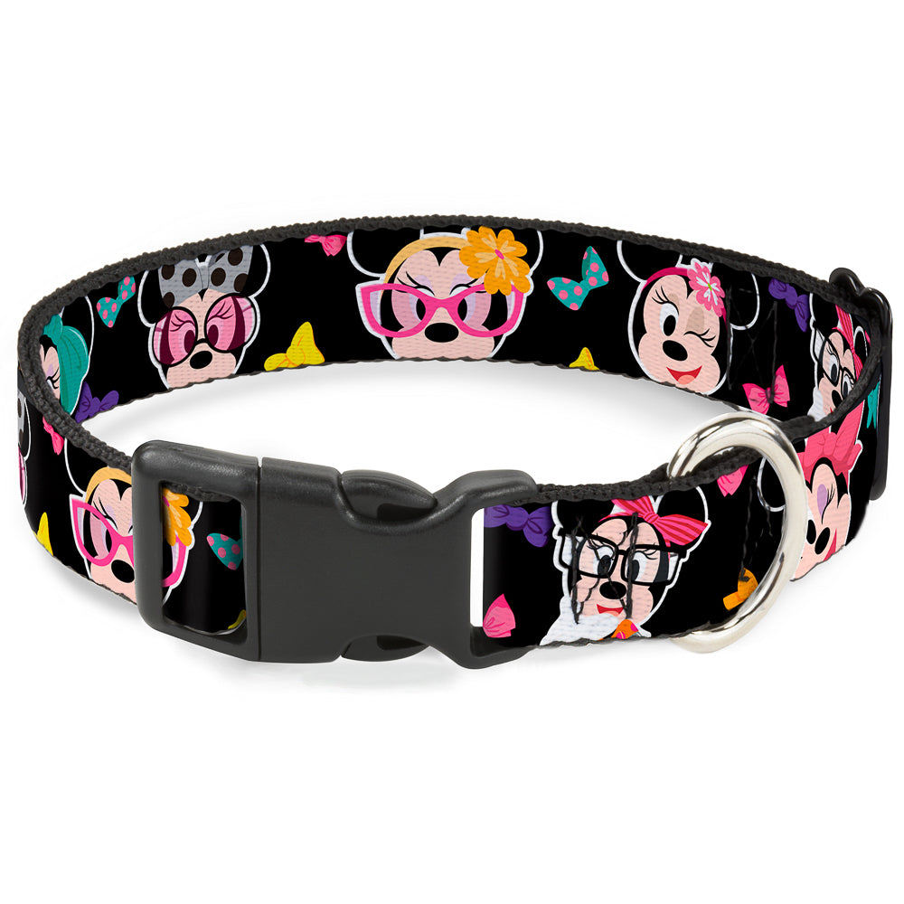 Plastic Clip Collar - Mini Minnie Expressions/Bows Black/Multi Color Plastic Clip Collars Disney