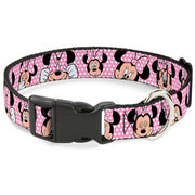 Plastic Clip Collar - Minnie Mouse Expressions Polka Dot Pink/White Plastic Clip Collars Disney