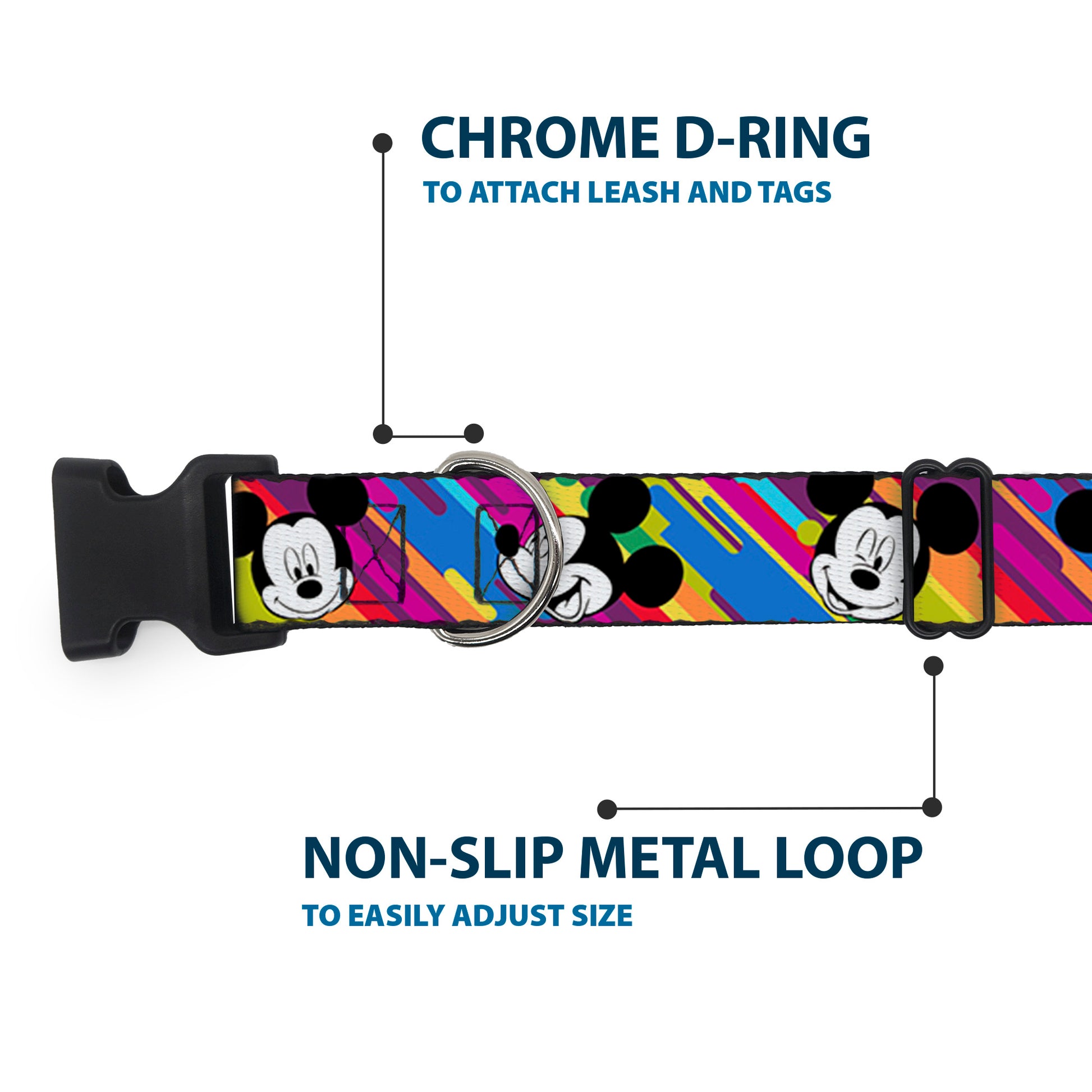 Plastic Clip Collar - Mickey Mouse Expressions Multi Color White/Black Plastic Clip Collars Disney