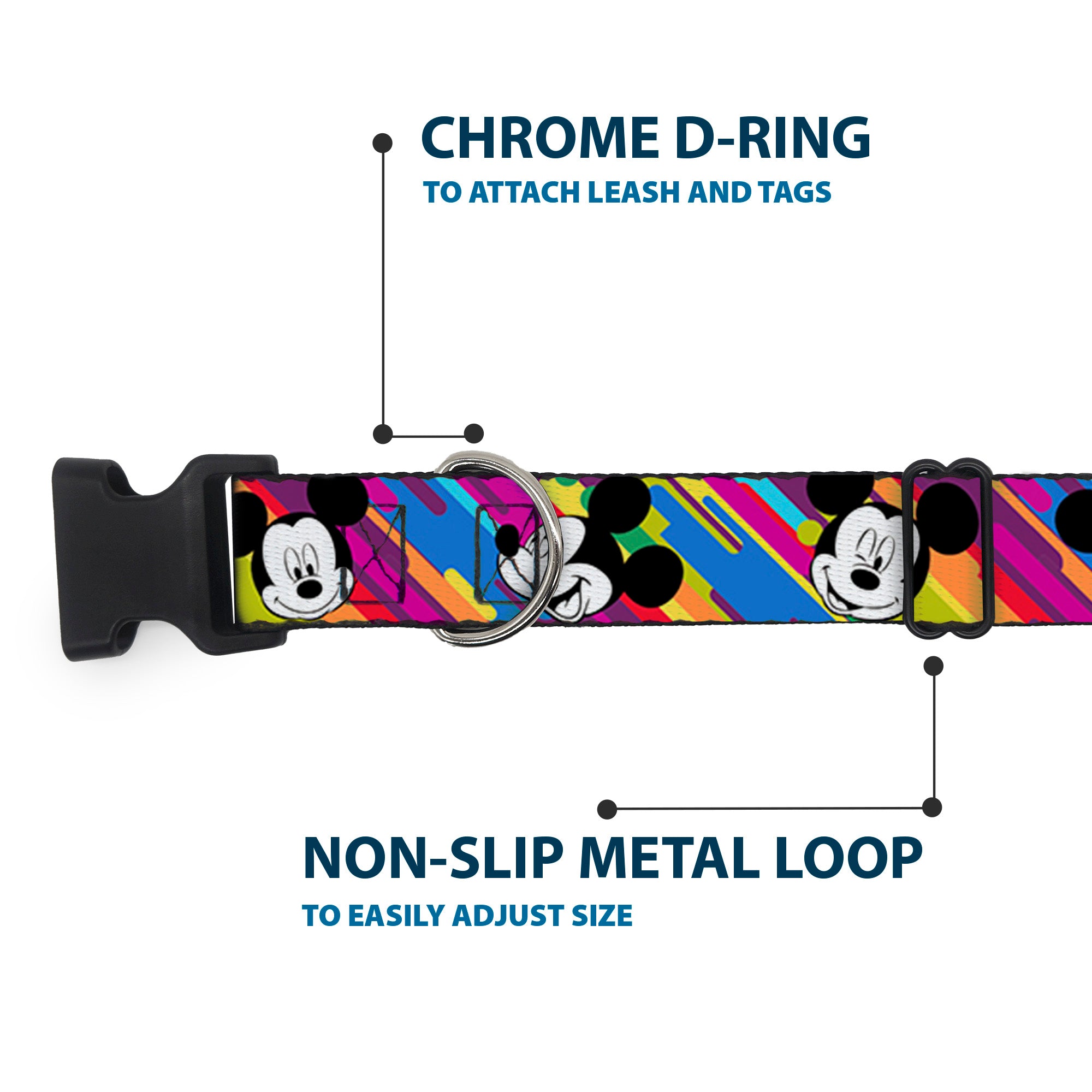 Plastic Clip Collar - Mickey Mouse Expressions Multi Color White/Black Plastic Clip Collars Disney