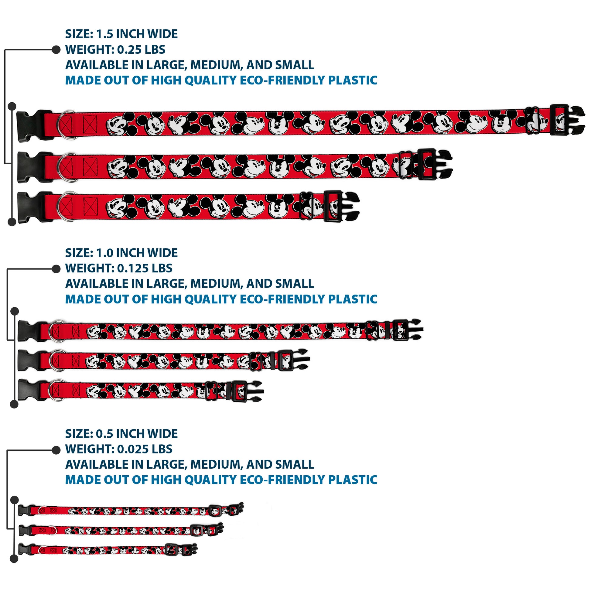 Plastic Clip Collar - Mickey Mouse Expressions Red/Black/White Plastic Clip Collars Disney