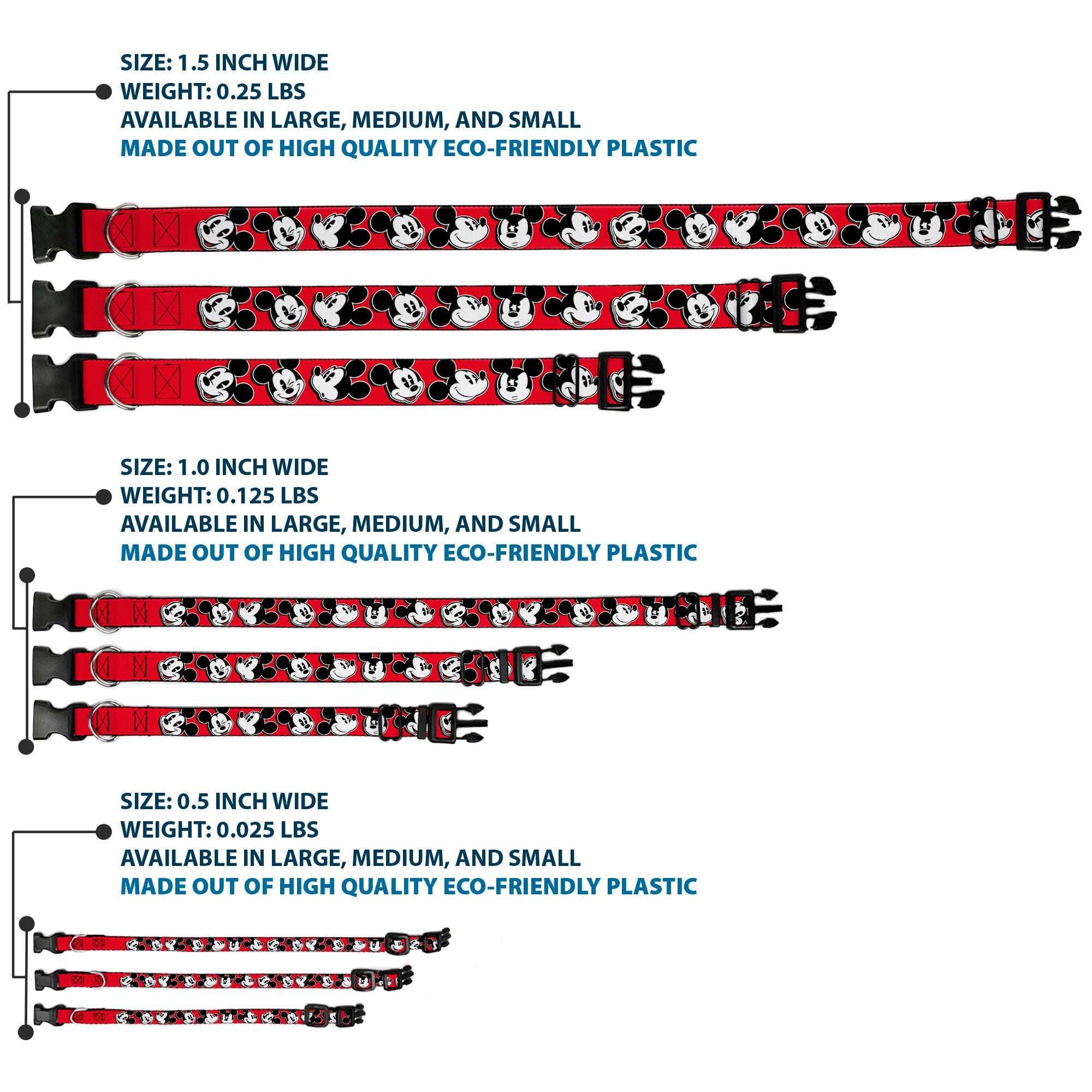 Plastic Clip Collar - Mickey Mouse Expressions Red/Black/White Plastic Clip Collars Disney