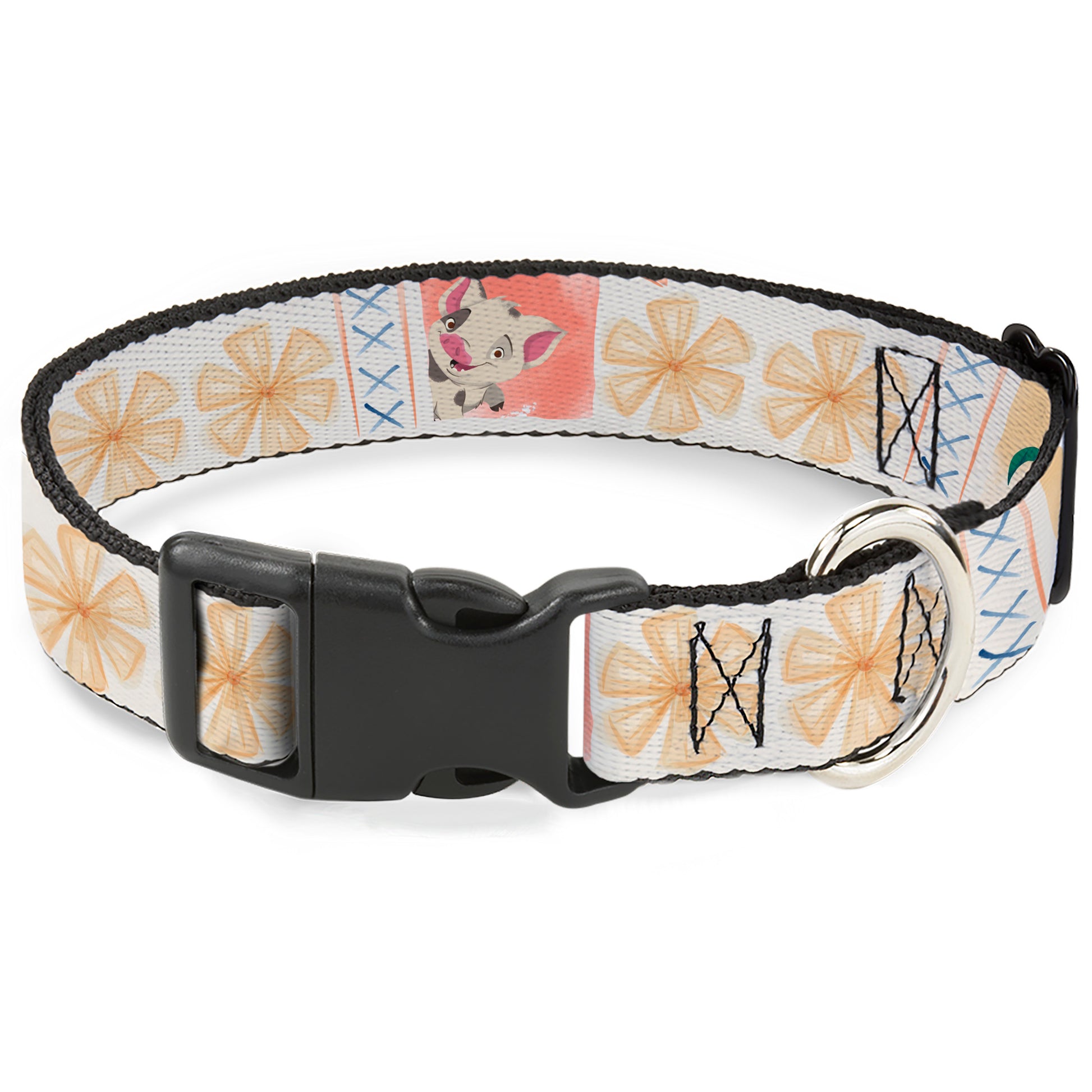 Plastic Clip Collar - Moana Pua and Hei Hei Pose Blocks White/Multi Color Plastic Clip Collars Disney