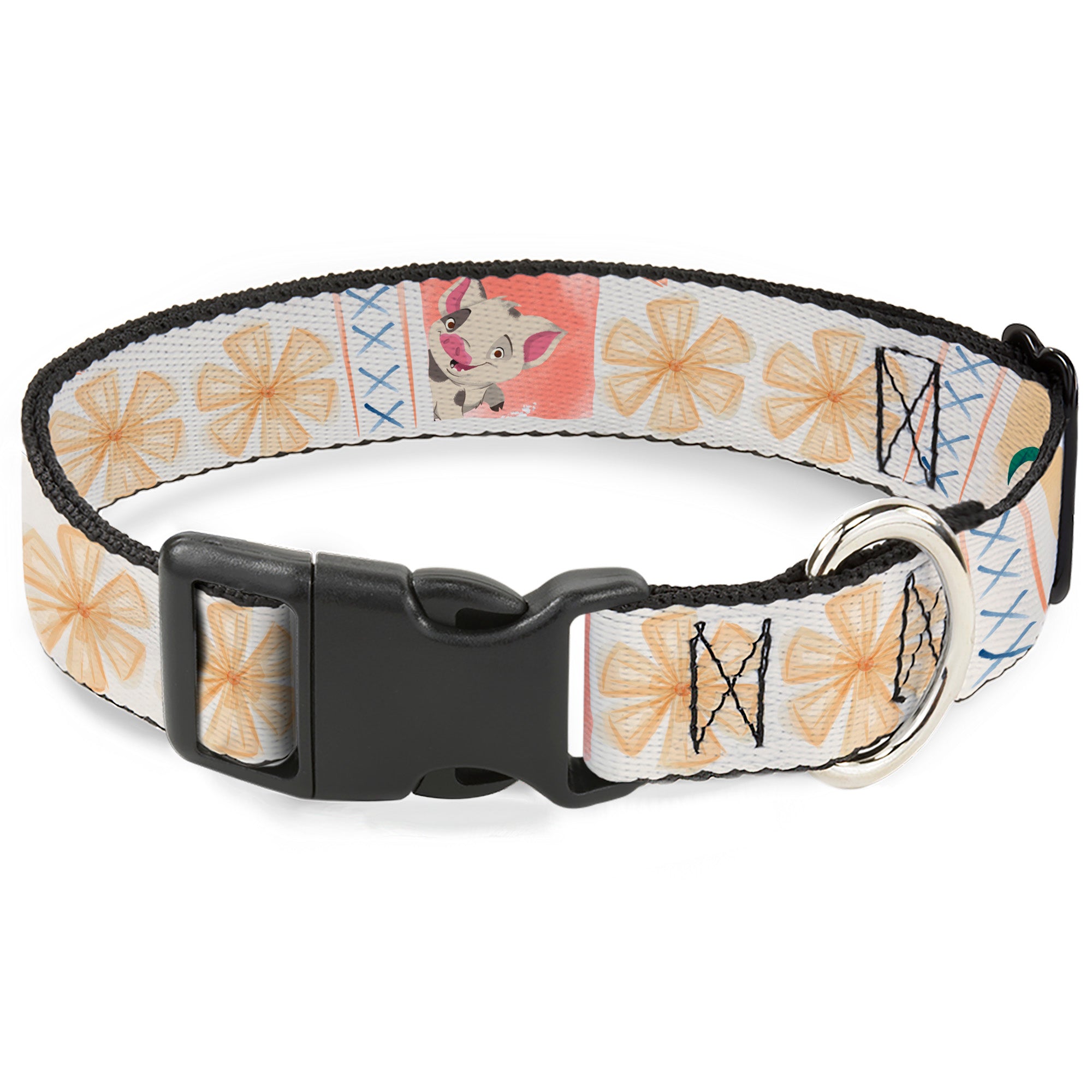 Plastic Clip Collar - Moana Pua and Hei Hei Pose Blocks White/Multi Color Plastic Clip Collars Disney