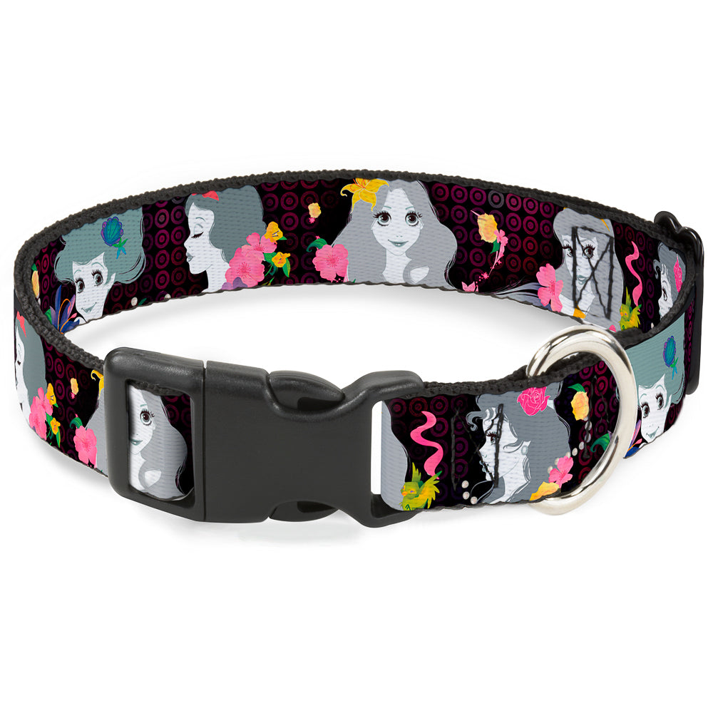 Plastic Clip Collar - Princess Silhouettes Dots Black/Purple/Gray/Multi Color Plastic Clip Collars Disney