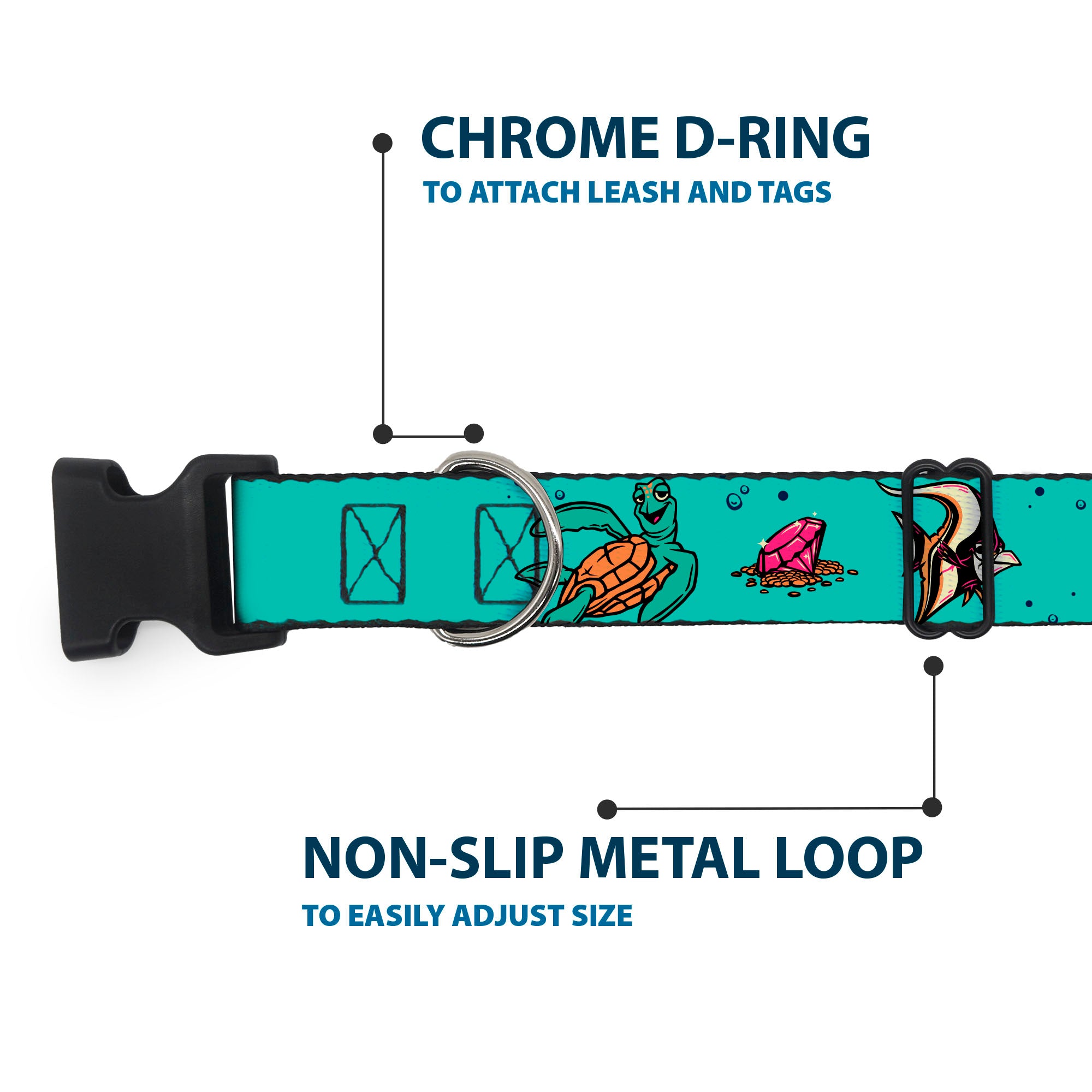 Plastic Clip Collar - Finding Nemo Fish and Under Sea Treasures Aqua Blue Plastic Clip Collars Disney