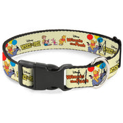 Plastic Clip Collar - WINNIE THE POOH and Friends Poses and Title Logos Light Yellow Plastic Clip Collars Disney