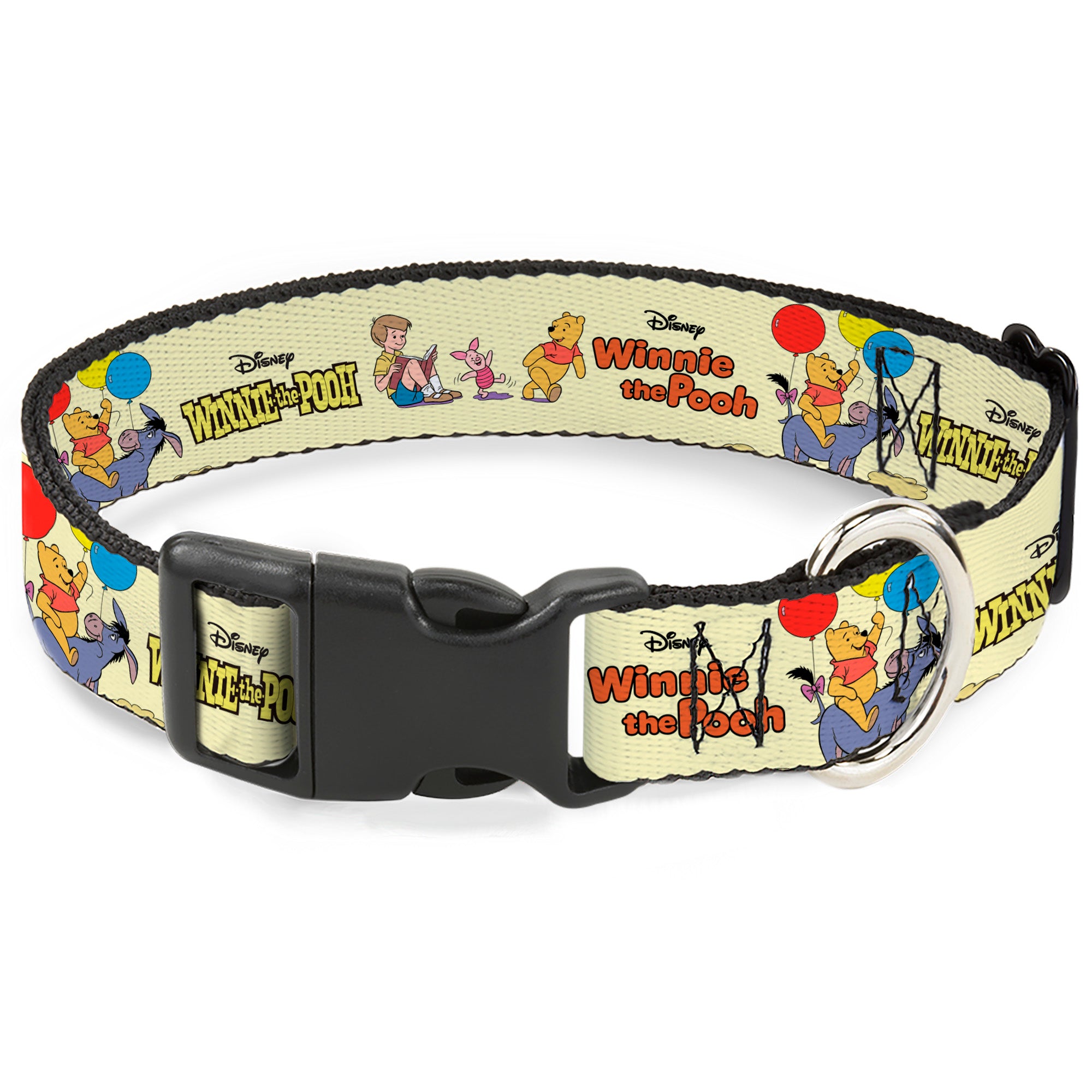 Plastic Clip Collar - WINNIE THE POOH and Friends Poses and Title Logos Light Yellow Plastic Clip Collars Disney