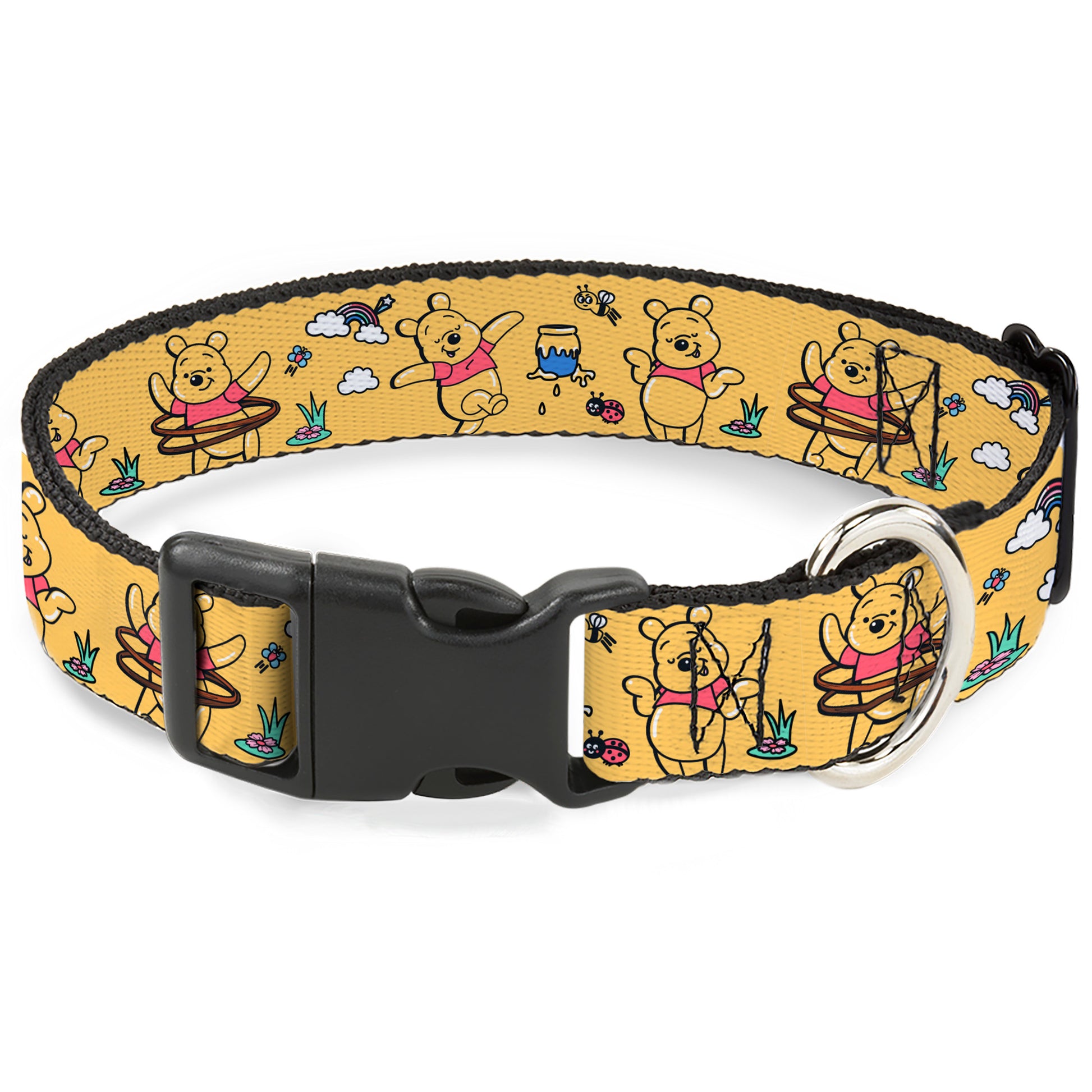 Plastic Clip Collar - Winnie the Pooh Happy Poses Golden Yellow Plastic Clip Collars Disney