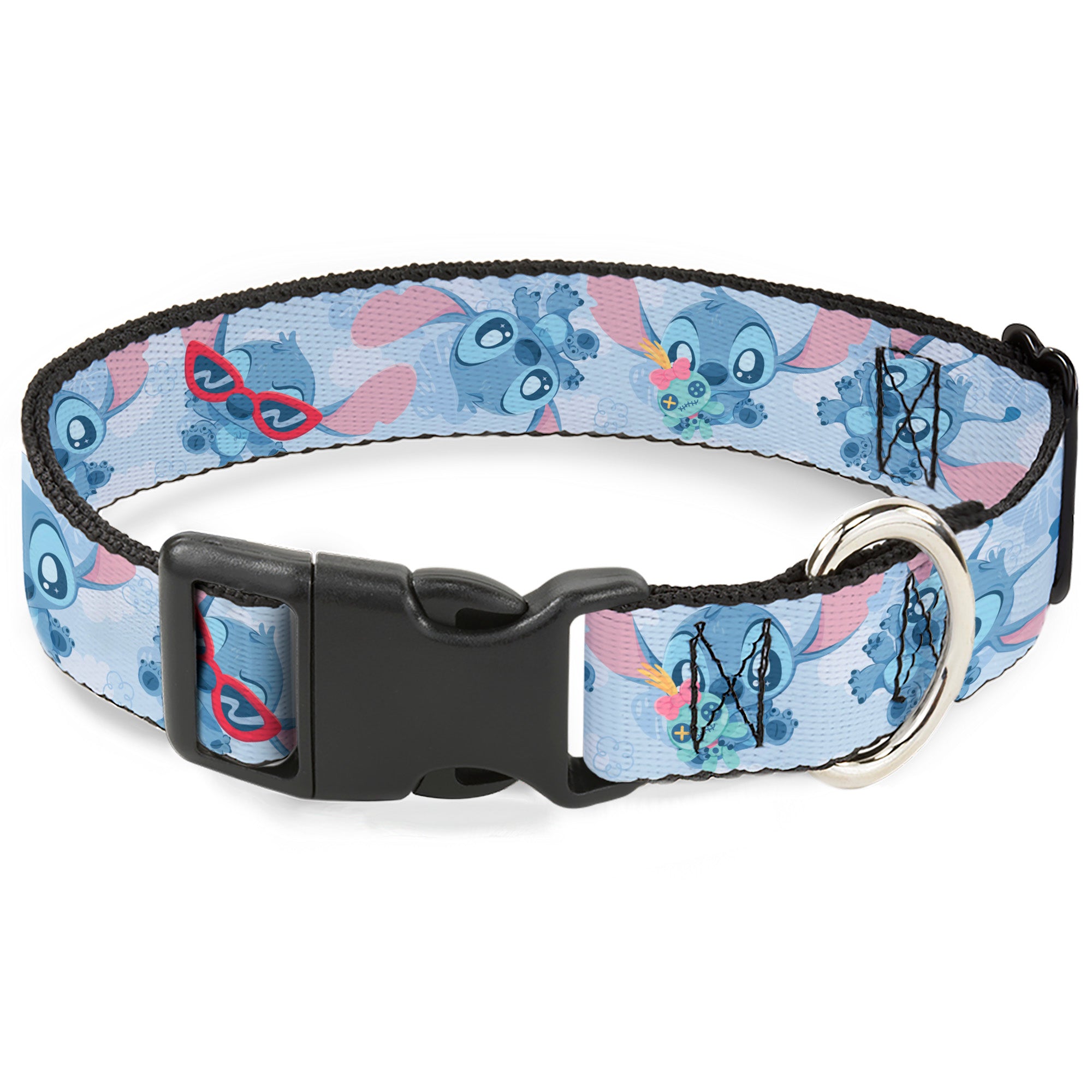 Plastic Clip Collar - Baby Stitch Poses Close-Up Baby Blue Plastic Clip Collars Disney