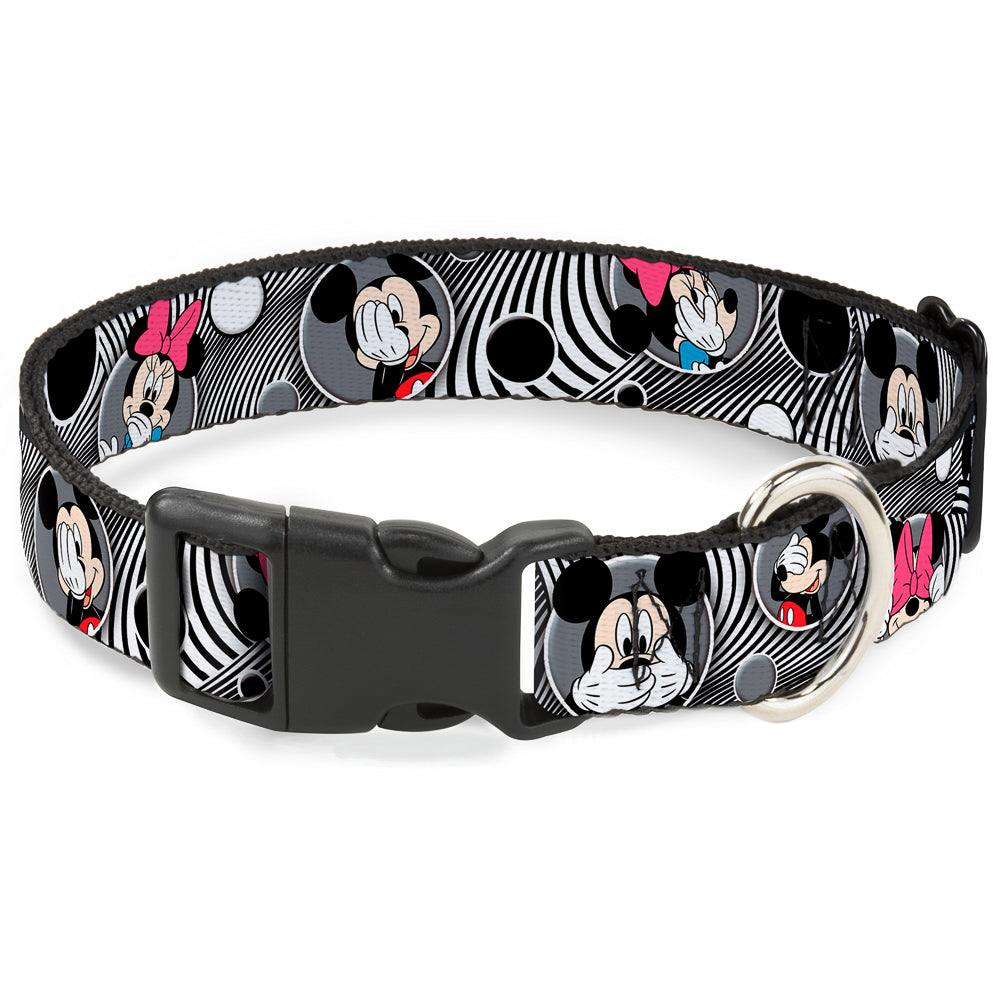 Plastic Clip Collar - Mickey & Minnie Peek-a-Boo Expressions Swirl Black/White Plastic Clip Collars Disney