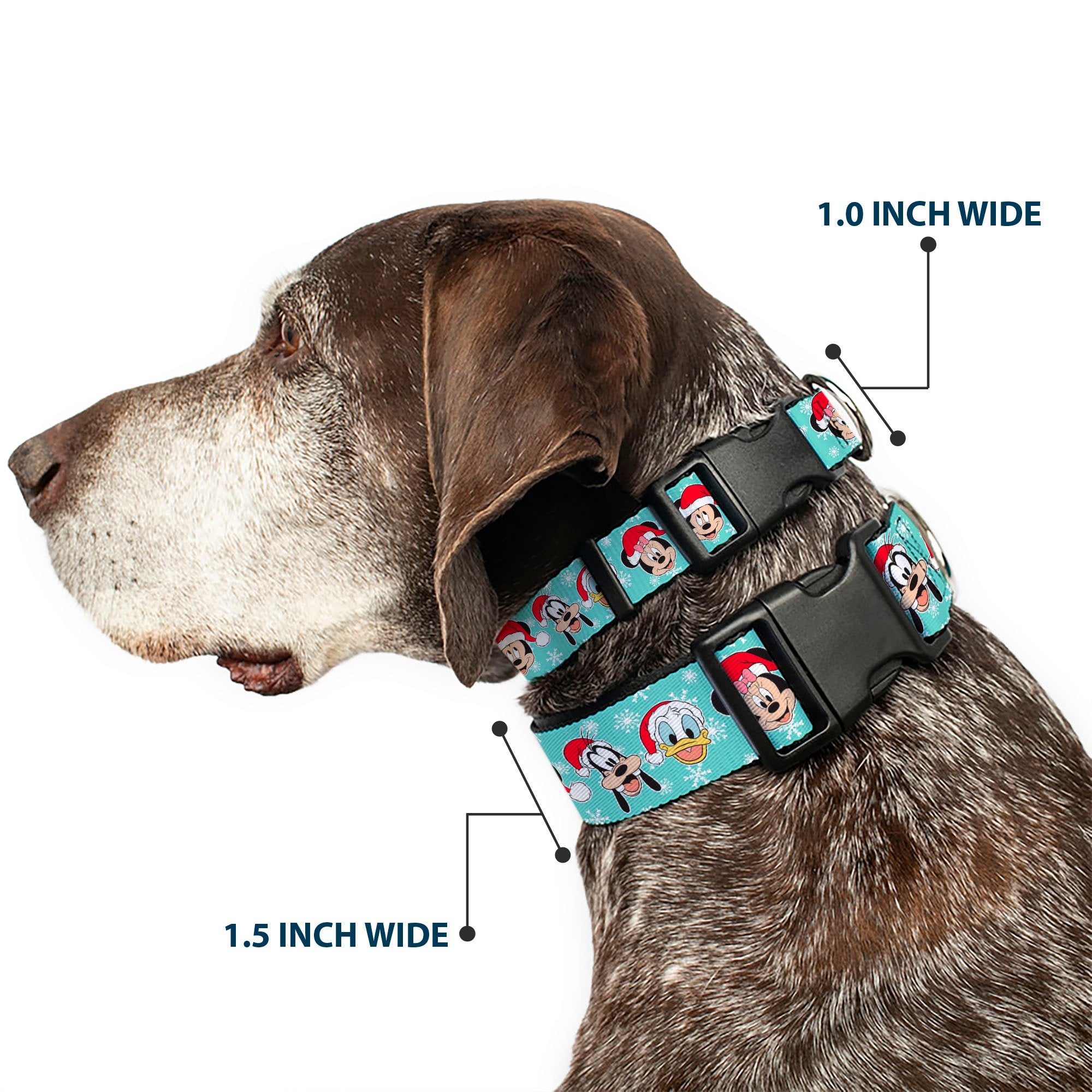 Plastic Clip Collar - Holiday Mickey and Friends Santa Hat Poses Snowflakes Light Blue/White Plastic Clip Collars Disney